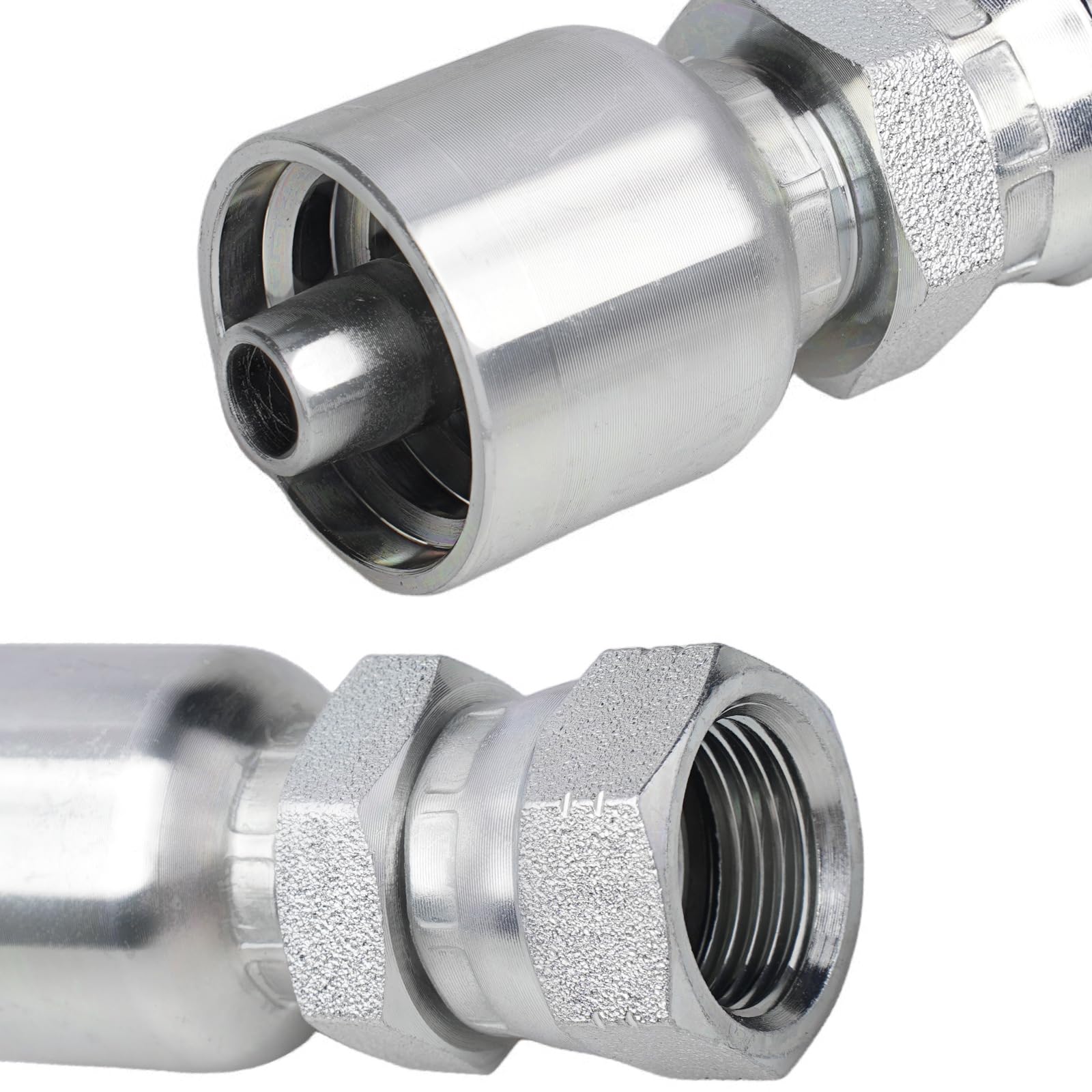 Paquete de 12 accesorios de manguera hidráulica de 1/2 pulgada x extremos giratorios hembra JIC de 37° de 1/2 pulgada, extremos de acero al carbono duraderos para sistemas de línea hidráulica de un