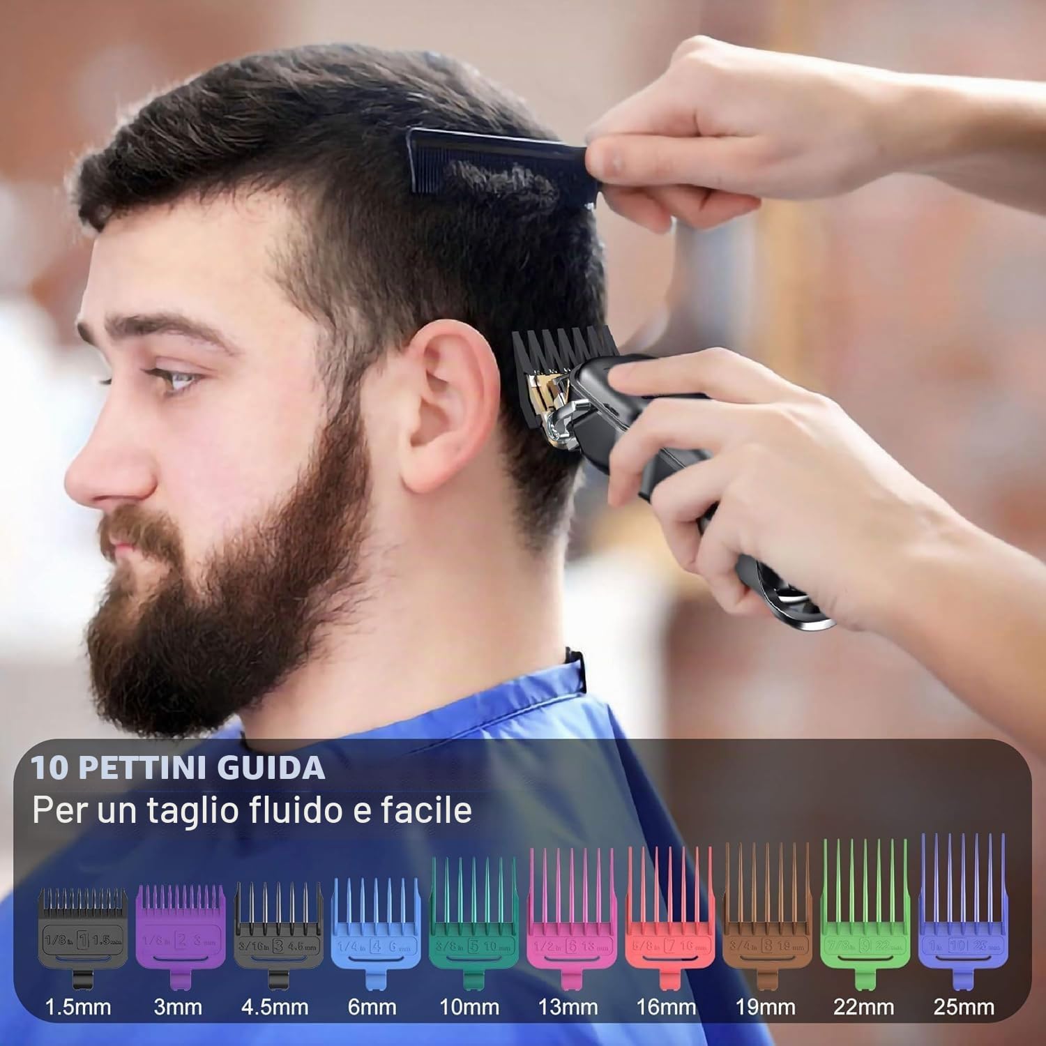 Hatteker Tagliacapelli Uomo Professionale Regolabarba Tagliabarba Tagliacapelli Rasoio elettrico barba Lunghi Ricaricabile USB Display LED