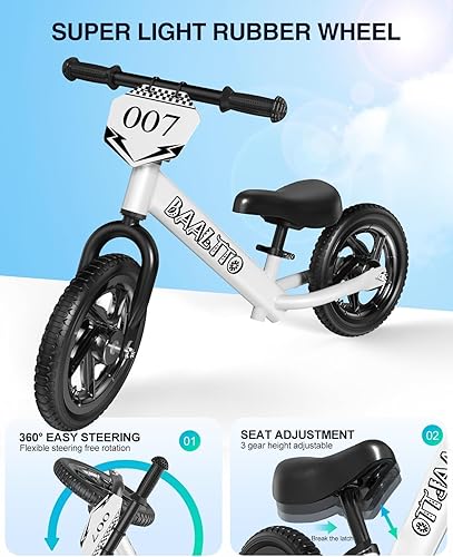Miniatura 2 de Bicicleta de equilibrio para niños de 2 años, de 2 a 5 años, bicicleta para niños de 12 pulgadas con placa personalizable (incluye 3 juegos de