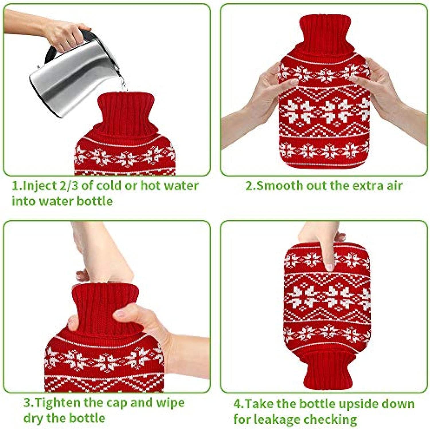 Bolsa De Agua Caliente Suave Paquete De 2 Botellas Agua Caliente Goma Con Tapa, Juego Calentador Bolsa Duradera 1,8 L, Calor Y Recongelable Para Aliviar El Dolor Botella Agua Caliente Adultos