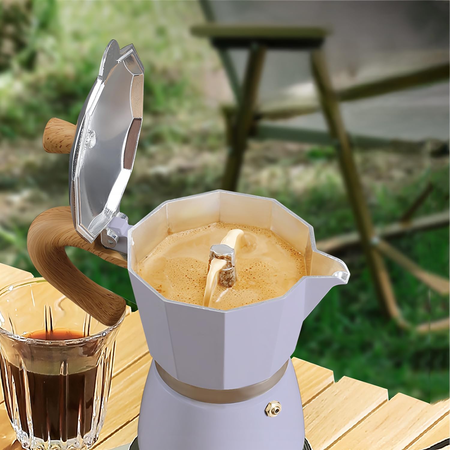 ShanSon Moka Pot Stovetop Espresso Maker 3 Cup 5 oz Italian Coffee Maker Manual Cuban Coffee Percolator Machine Italian Espresso Greca Coffee Maker for Cappuccino or Latte,Purple