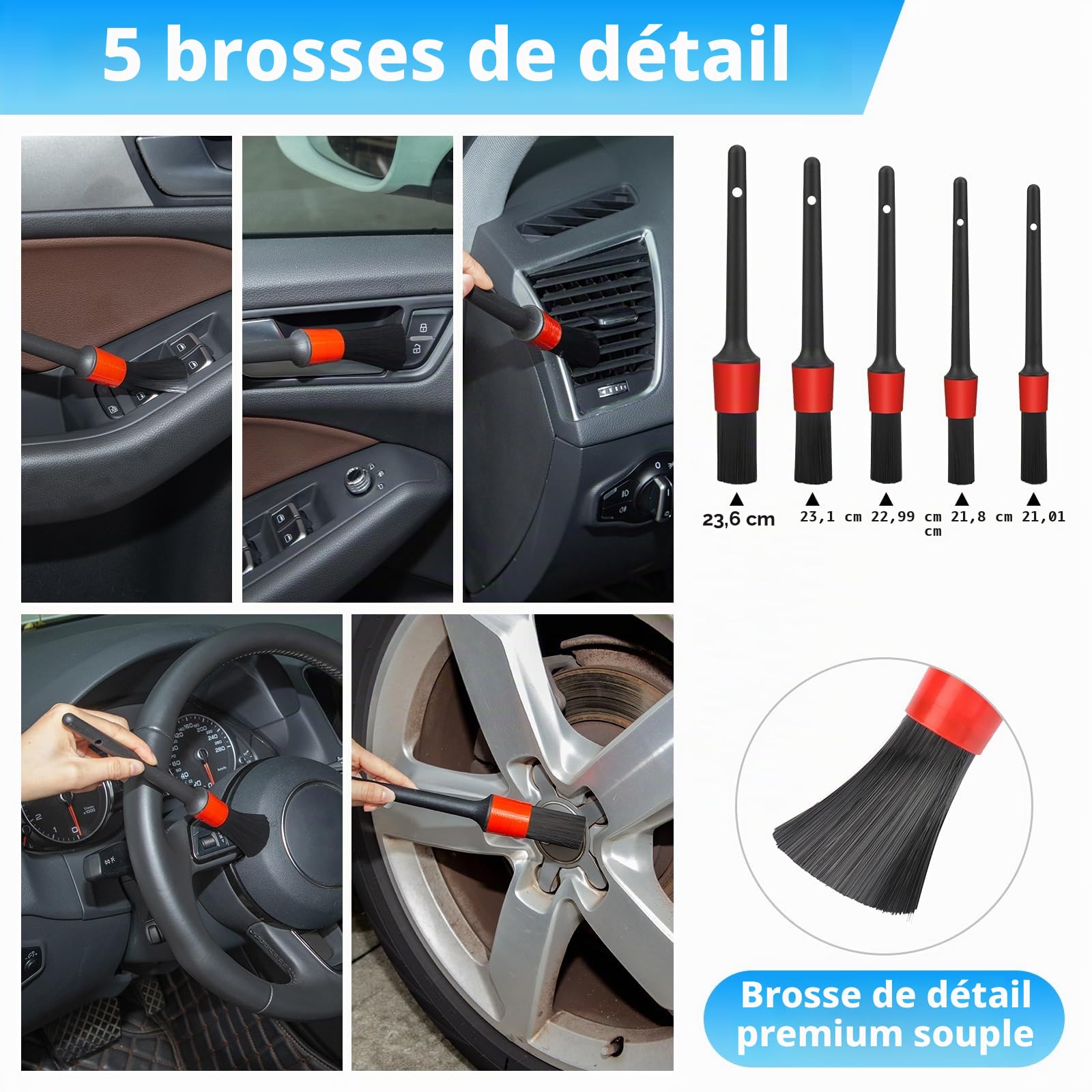 MYPIN Pistolet de Nettoyage de Voiture, 6-9,2 Bar/0,6 MPa-0,9 MPa, Pistolet à air comprimé Haute Pression avec 2 Buses de Nettoyage, Nettoyage intérieur de Voiture pour Tapis, siège