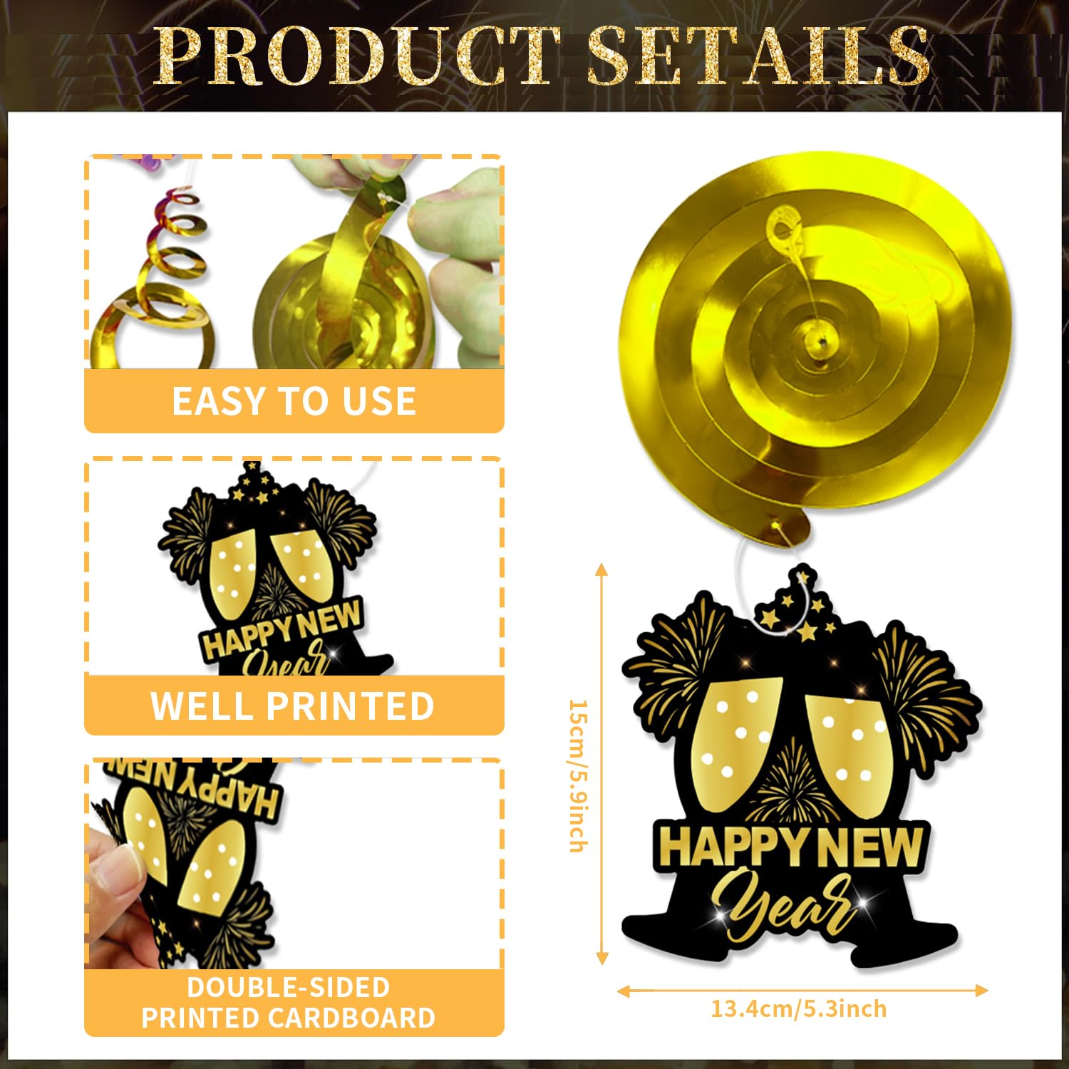 Yoawllty Happy New Year Decorations 2026, New Years Party Decorations with Banner, Balloons, 2026 Gold Number Balloons, Swirls, Photo Booth Props, Curtain