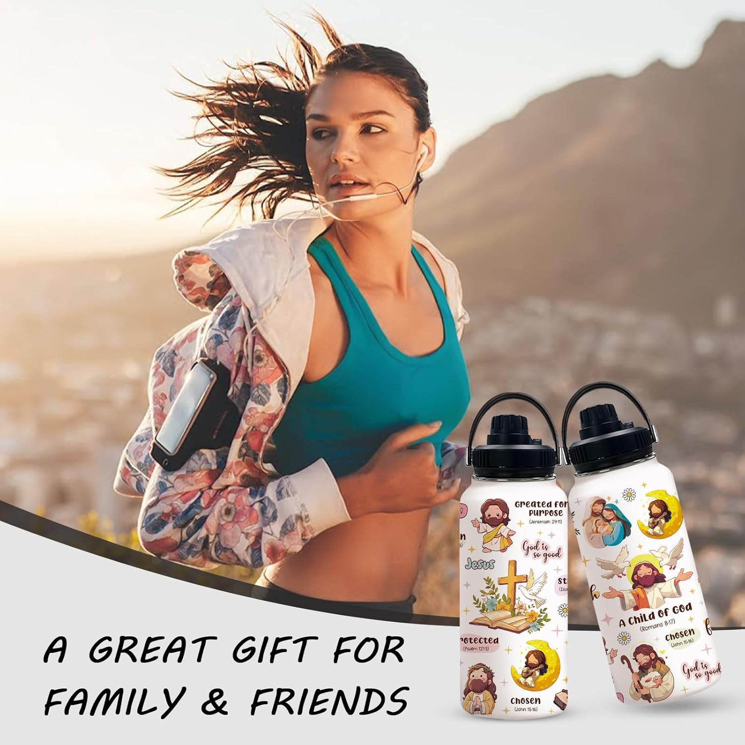 Christian Gifts for Women, Child of God 32oz Water Bottle with Lid, Inspirational Christmas Religions Faith Based Bible Verse Gift for Her, Birthday Thanksgiving Gifts for Mom Friends, 1 PCS - Image 7