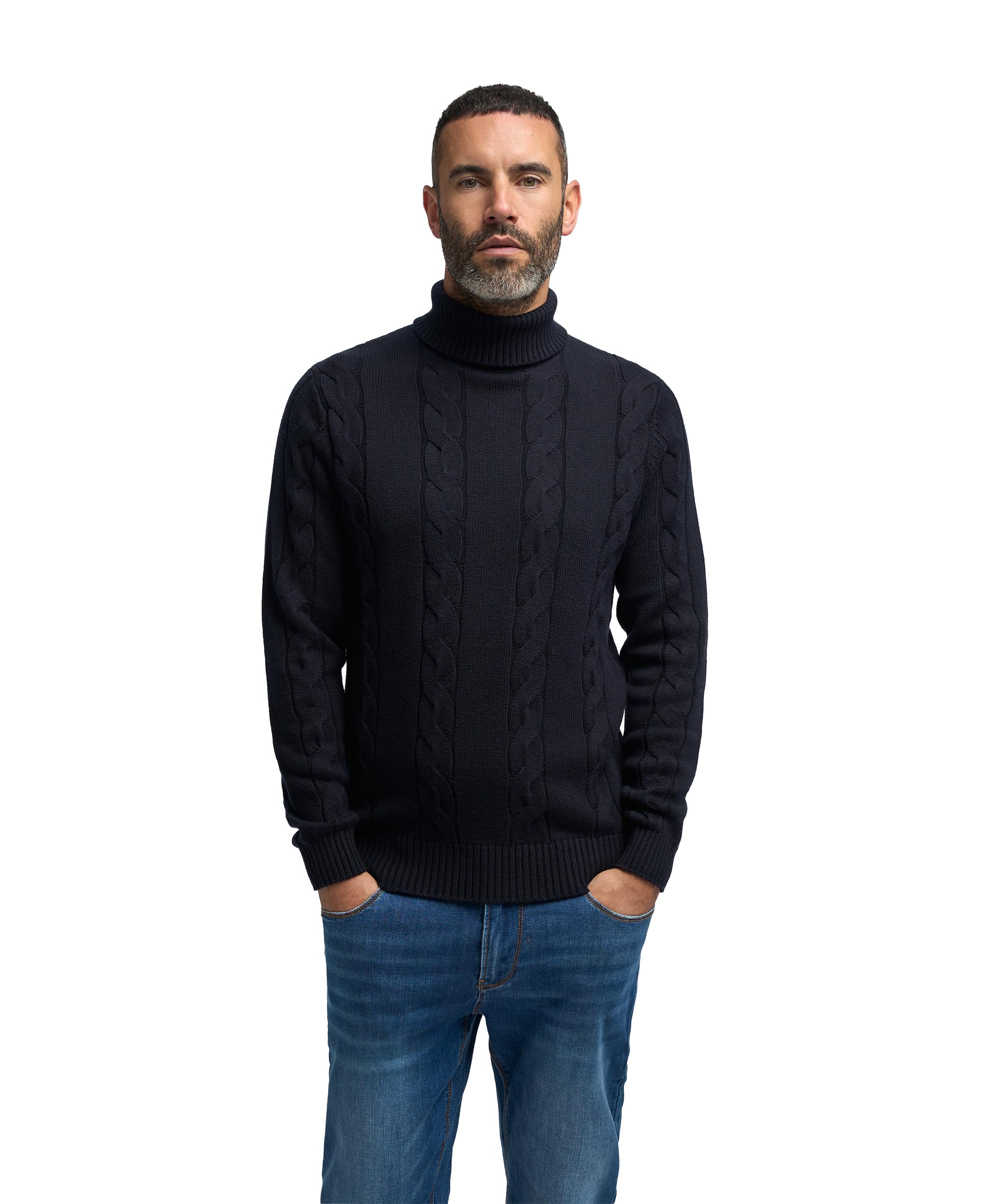 Pull à col roulé en maille torsadée pour homme qui ne gratte pas - 4