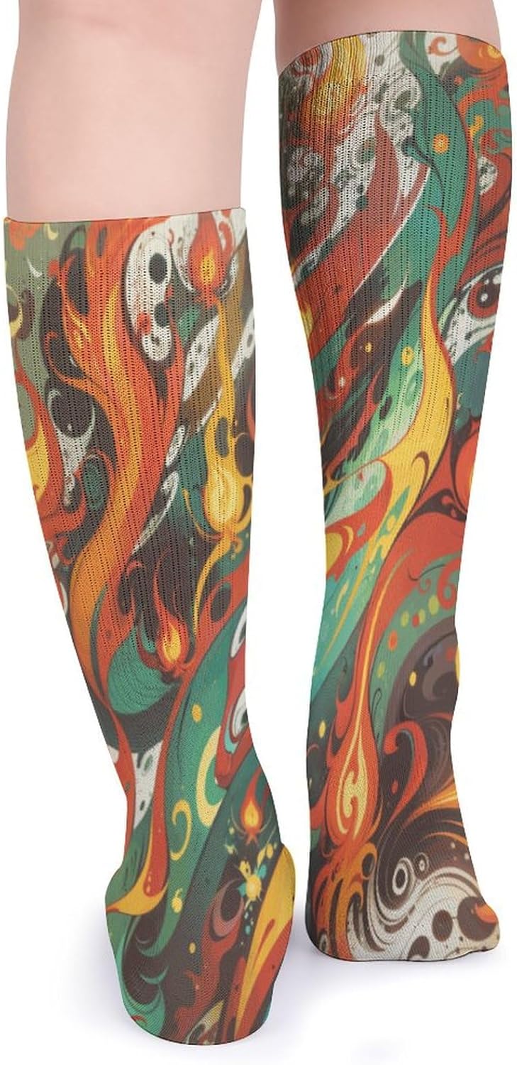 Zakqeik Hippopotamus Pack of 5 Womens Socks Winter Warm Hiking Socks Soft Calf Athletic Socks