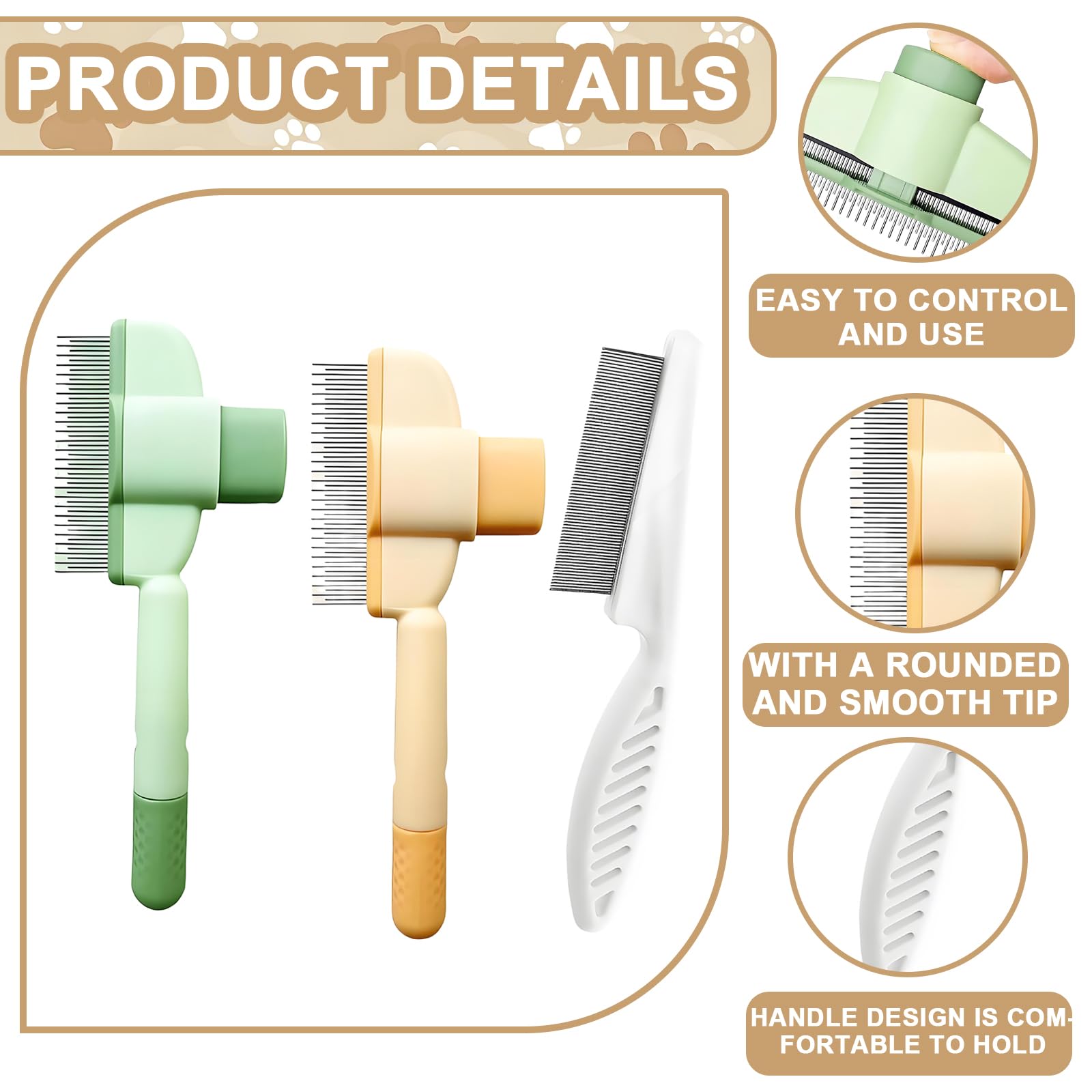 3 Pcs Flea Comb for Cats und Dog Comb Set Can Help Pets Their fur is Suitable for Short Haired and Long Haired Dogs and Cats(Orange green white) - Image 3