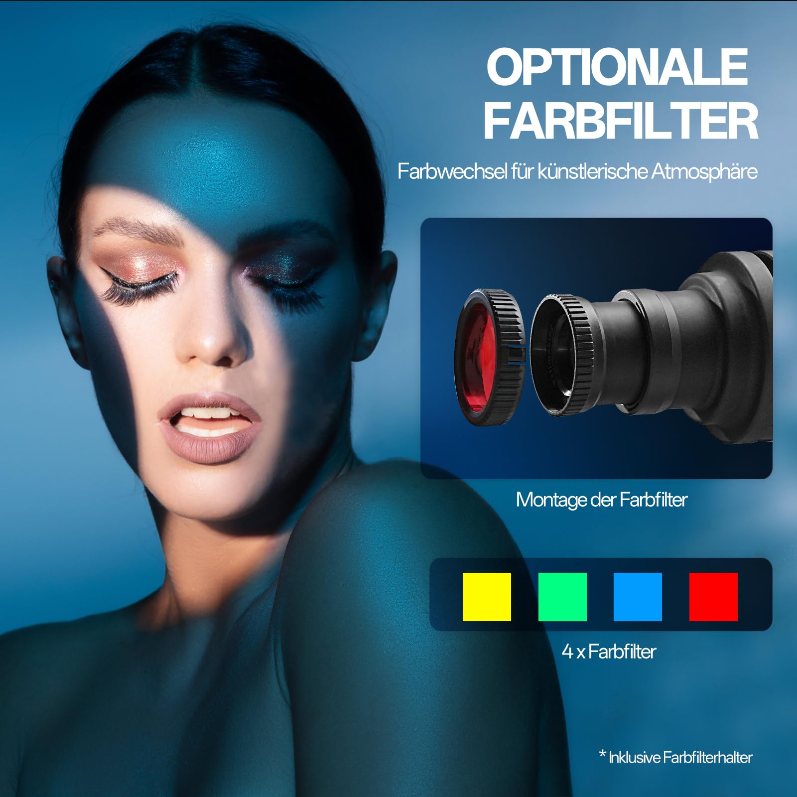 WELLMAKING S-80 Bowens Mount Optischer Konischer Snoot Spotlight Kit – Fokus verstellbar, 38°-Linse, Lichtform änderbar – für Foto/Video, kompatibel mit LED-Lichtern und Blitzgeräten