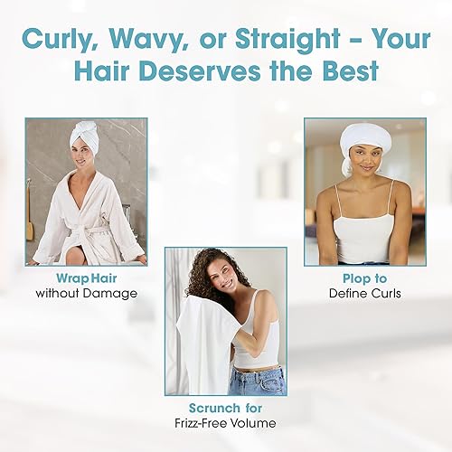 Miniatura 4 de Hair RePear Toalla de algodón antiencrespamiento para el cabello que mejora el cabello natural sano, rizado rizado ondulado o liso, todo tipo de