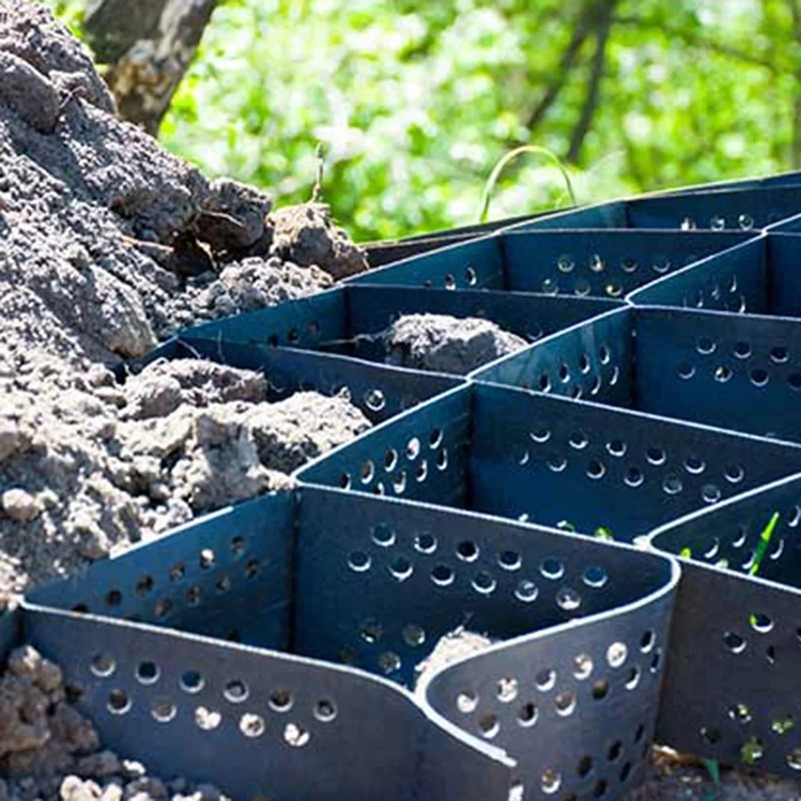 RENLXFI Heavy Duty Driveway Grids 10cm Thick, Courtyard/Backyard/Residential Pathways/Slope Permeable Paving Grid for Filling Pea Gravel/Pebble/Sand, HDPE Honeycomb(5x9 m (16.4x29.5 ft))