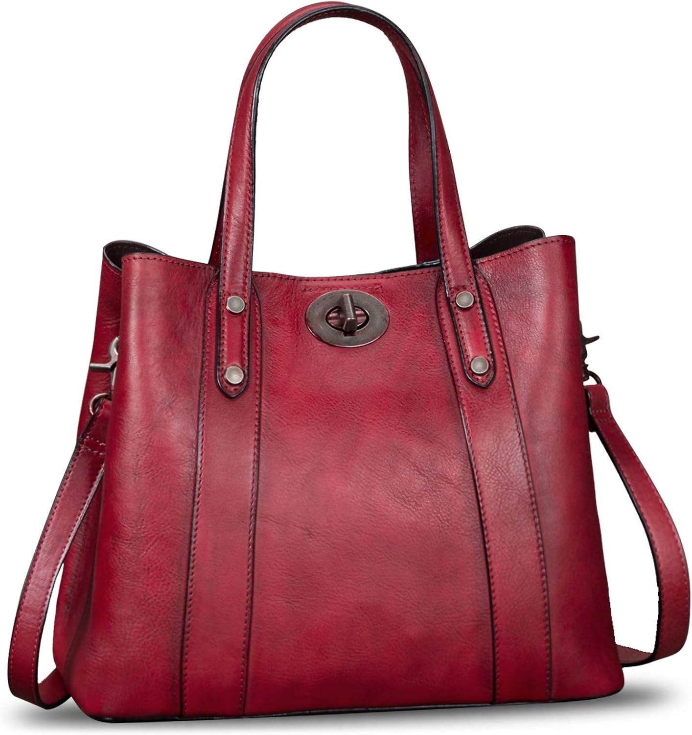 Genuine Leather Handbags for Women Satchel Purses Vintage Handmade Shoulder Bag Cowhide Top Handle Handbag Totes | Genuine Leather, Vintage, Handmade, Cowhide, Top Handle, Handbag