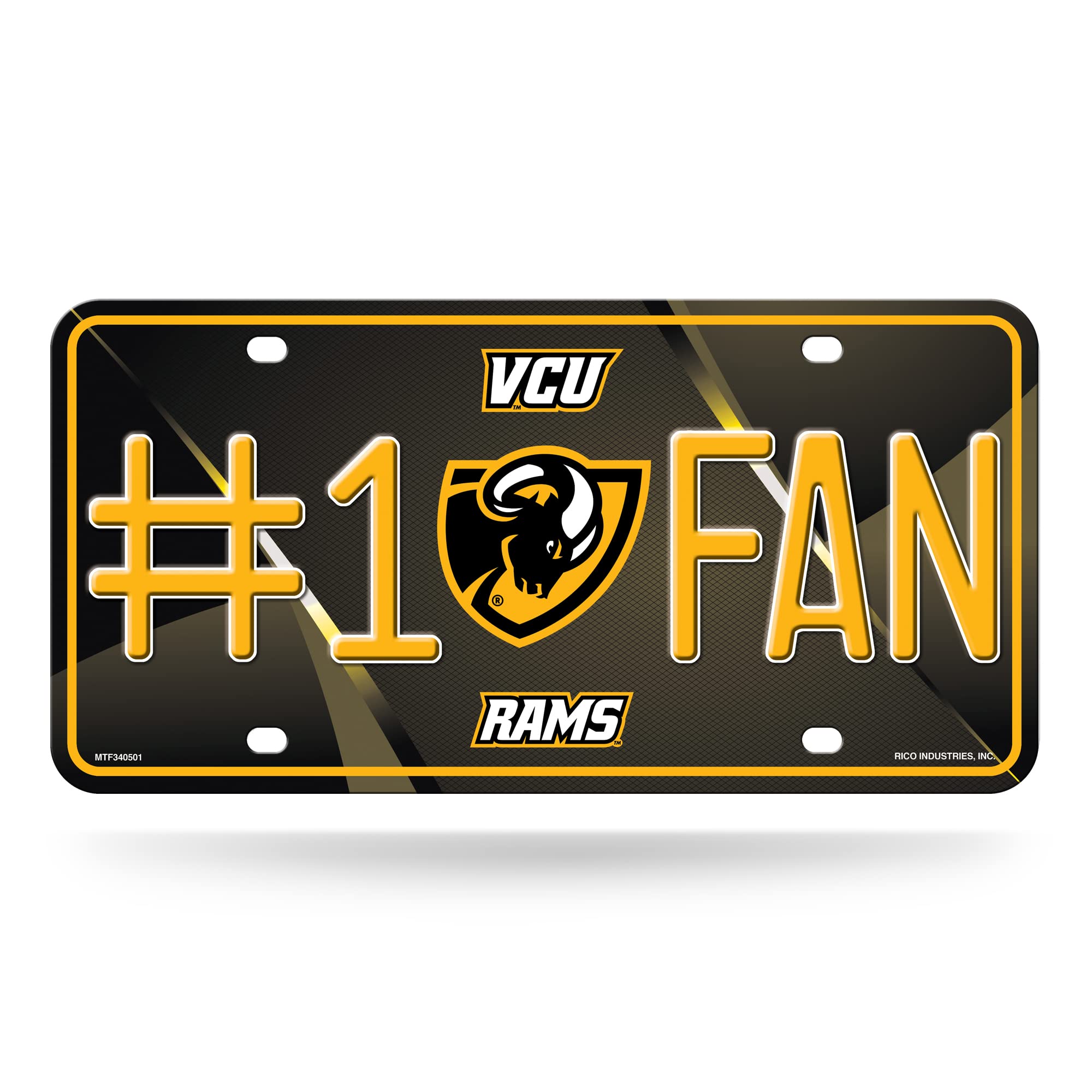 Rico Industries NCAA VCU Rams #1 Fan Metal License Plate Tag