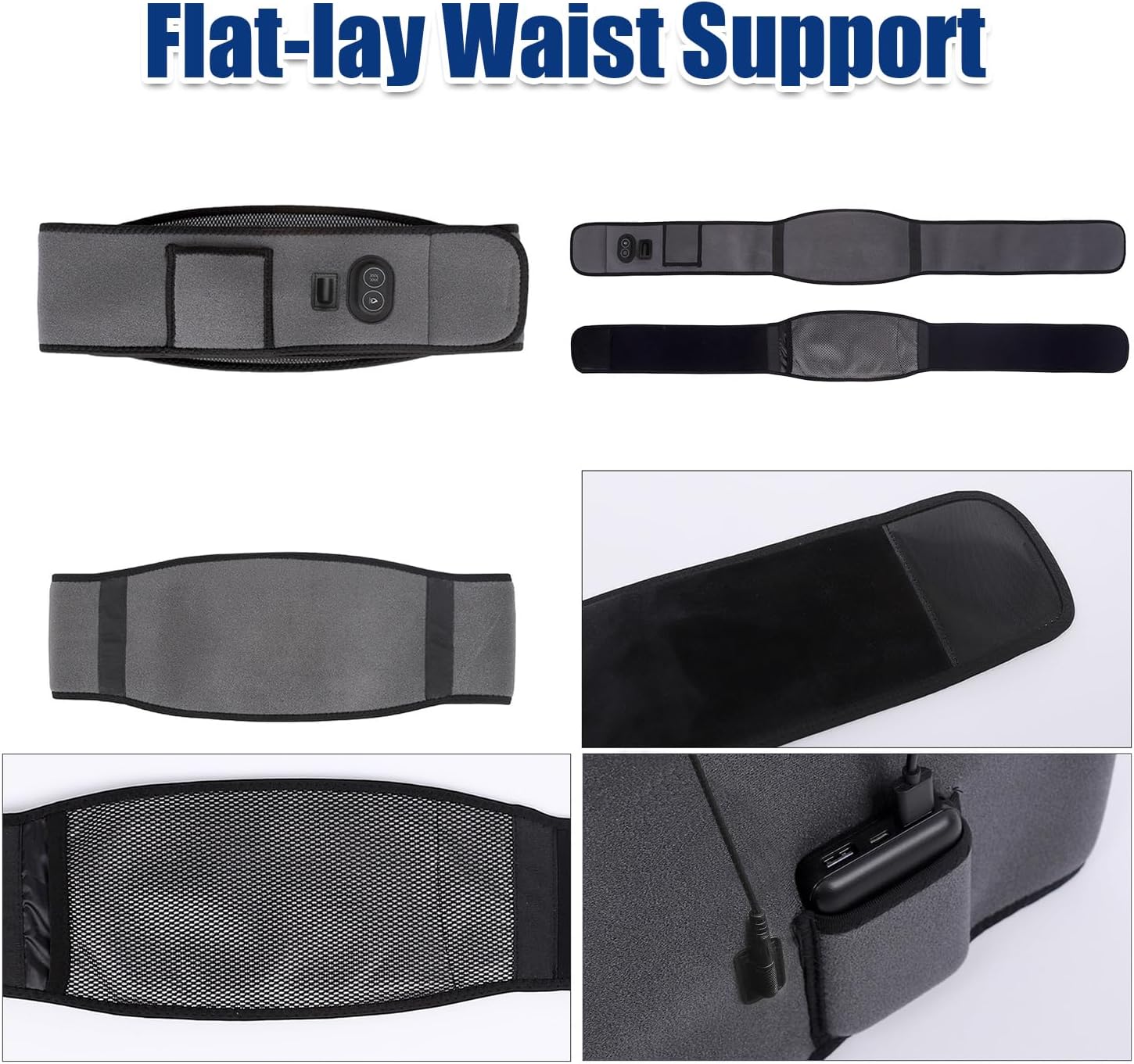Rechargeable Heating Belt with Massage - Adjustable Warm Wrap for Back & Waist Pain Relief - Soothing Heat Therapy for Muscle Relaxation