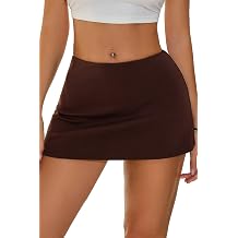 GUANYY Womens Mini Skort Stretch Low Rise Pencil Skirt with Built-in Shorts