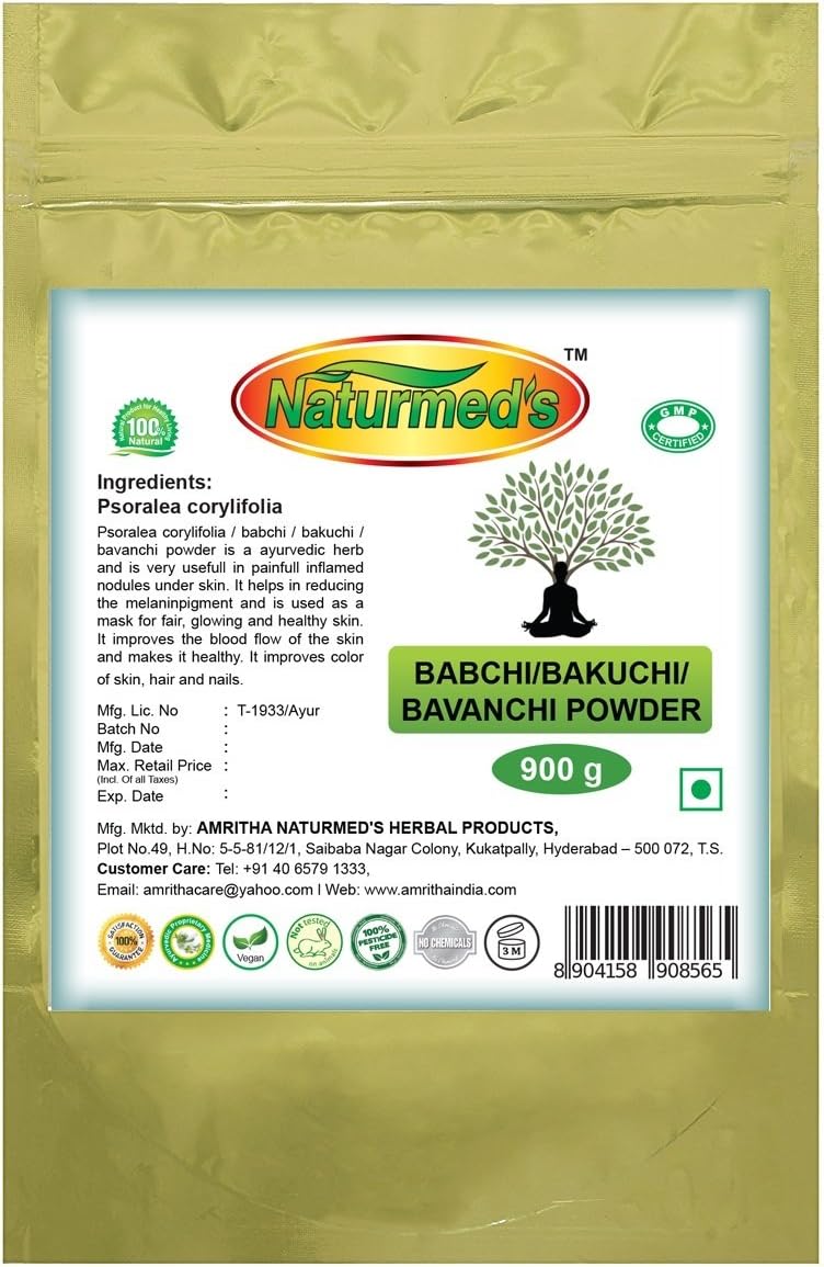 Naturmed's Babchi/Bakuchi/Bavanchi Powder 900 Grams Pouch| Organically grown|Pure & Natural| Without preservatives