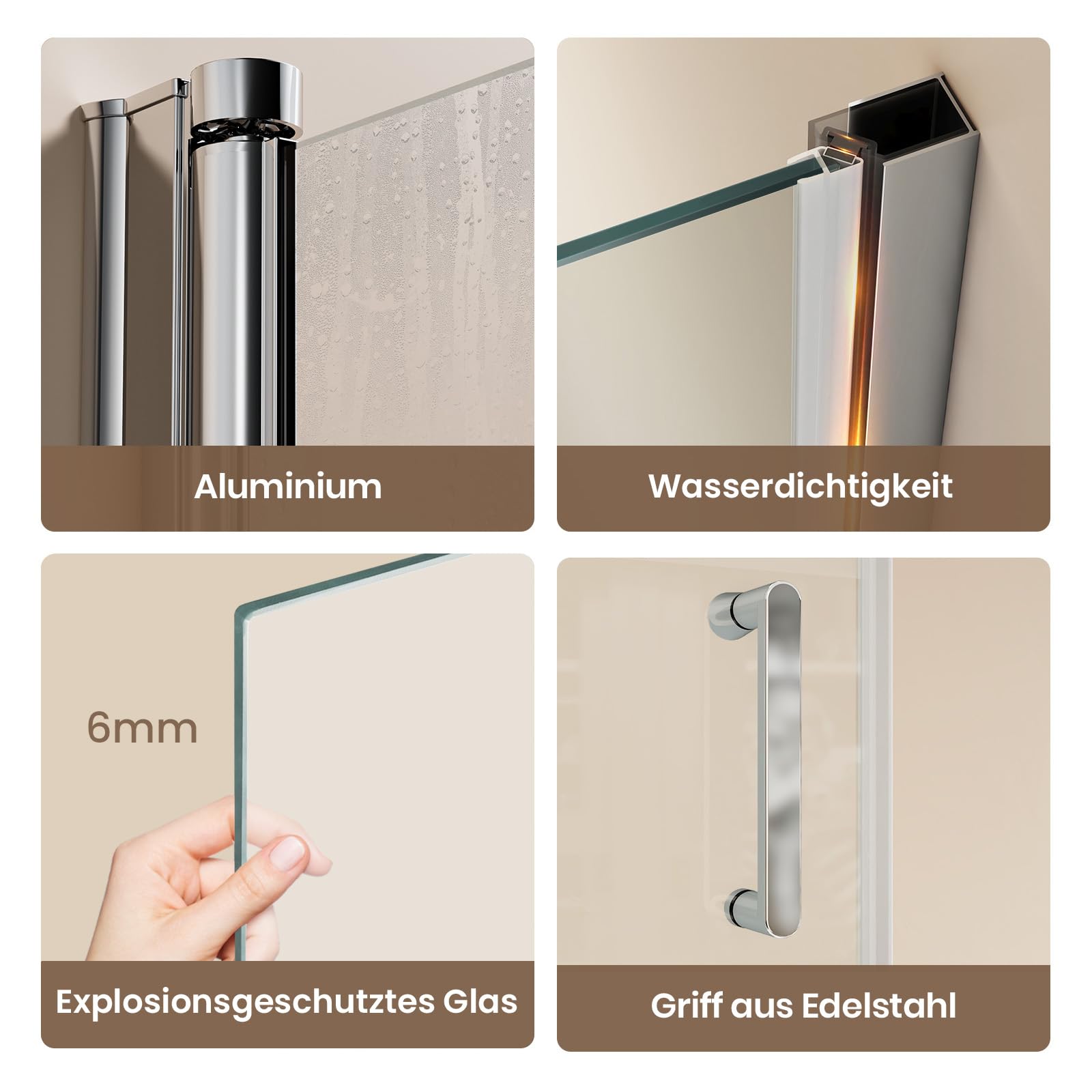 EMKE Duschtür Falttür 80x195 cm Duschabtrennung zum Falten 6 mm ESG-Sicherheitsglas Faltbare Duschwand für Nische Bad
