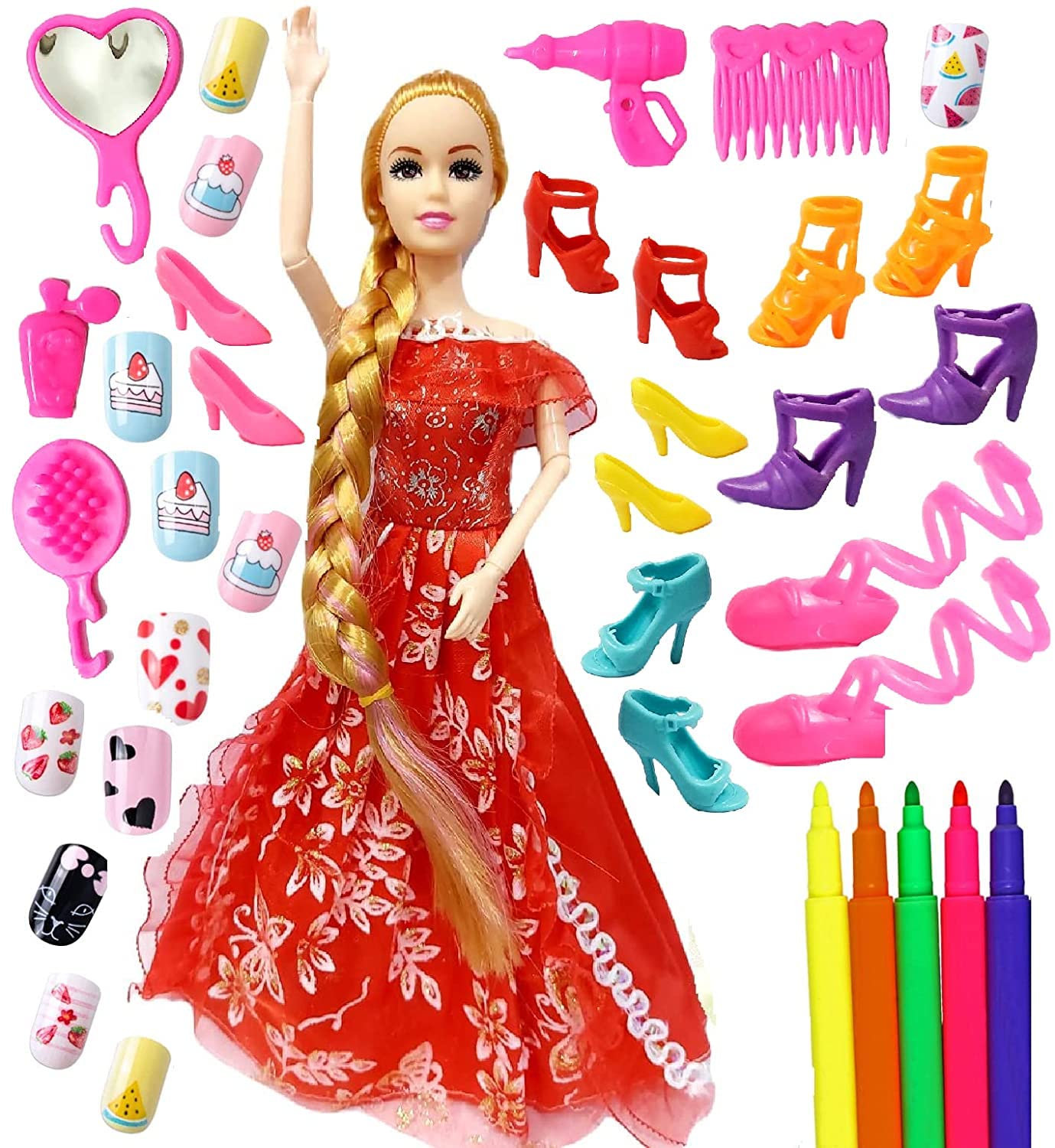 SUPER TOY Beautiful Doll Toys for Girls with Folding Hands Makeup