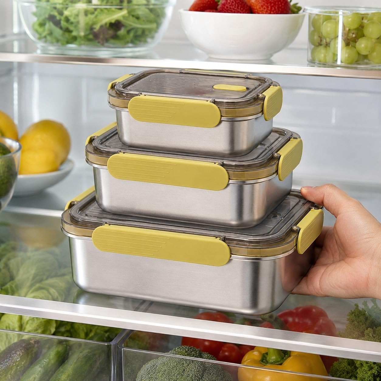 Set di contenitori per alimenti in acciaio inox per il pranzo