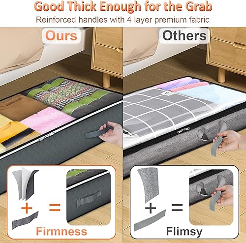 Miniatura 3 de JINHODY Contenedores de almacenamiento para debajo de la cama, paquete de 4 bolsas de almacenamiento plegables de gran capacidad de 90 litros con