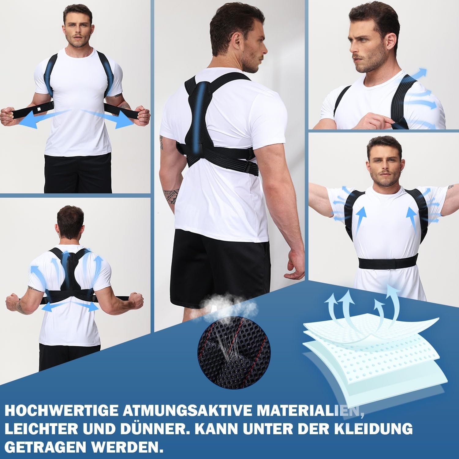 NovoBrace Correttore Postura Uomo Donna, Fascia Posturale Spalle e Schiena Traspirante,Schiena Dritta,Postura Schiena Donna,Busto Correttore Posturale,Fascia Posturale,Supporto Lombare,Nero(L)