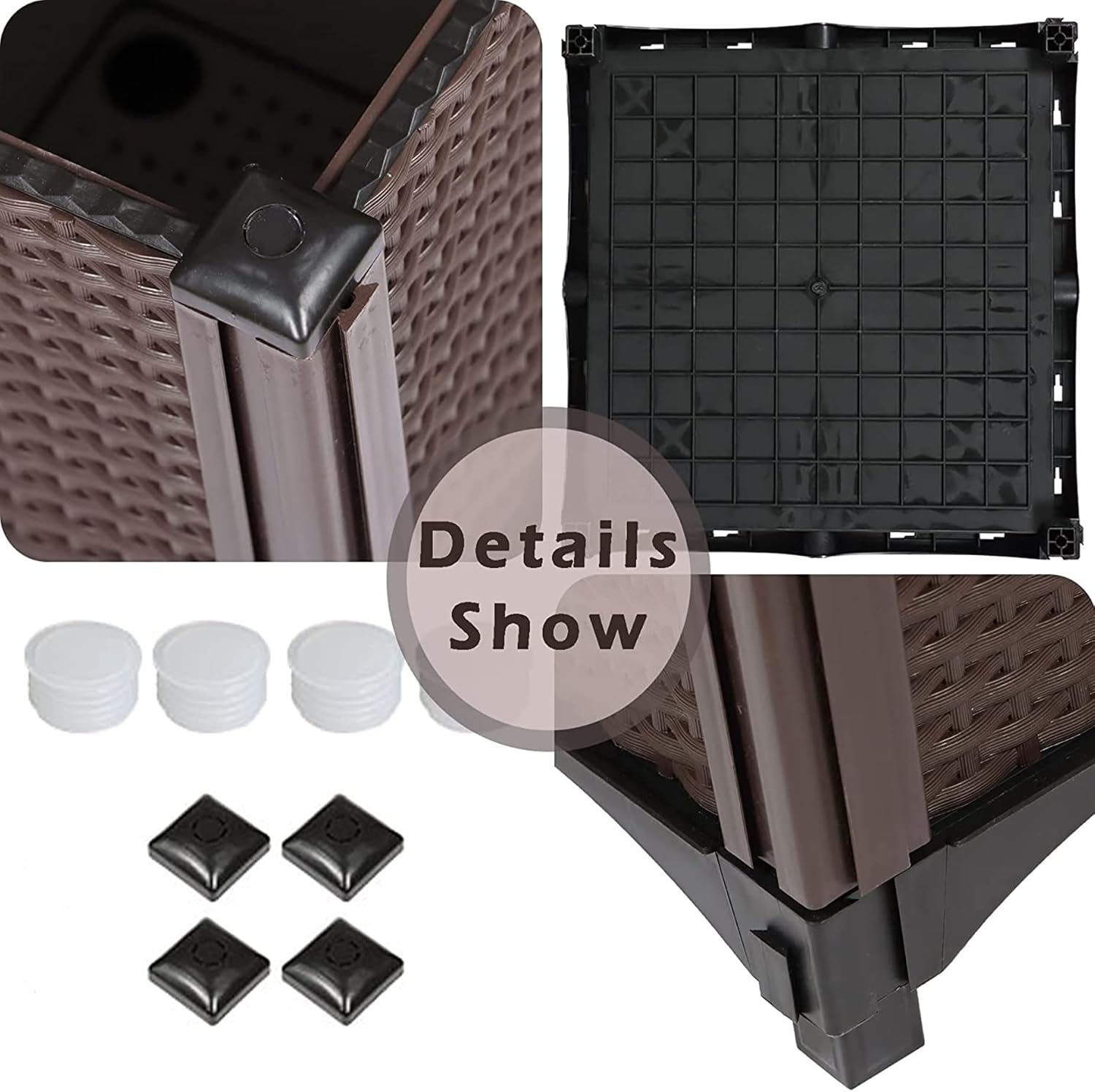 HOSTIC Garden Bed Elevated Plant Grow Box Plastic Rattan Drainable for Flower Short Root Vegetables