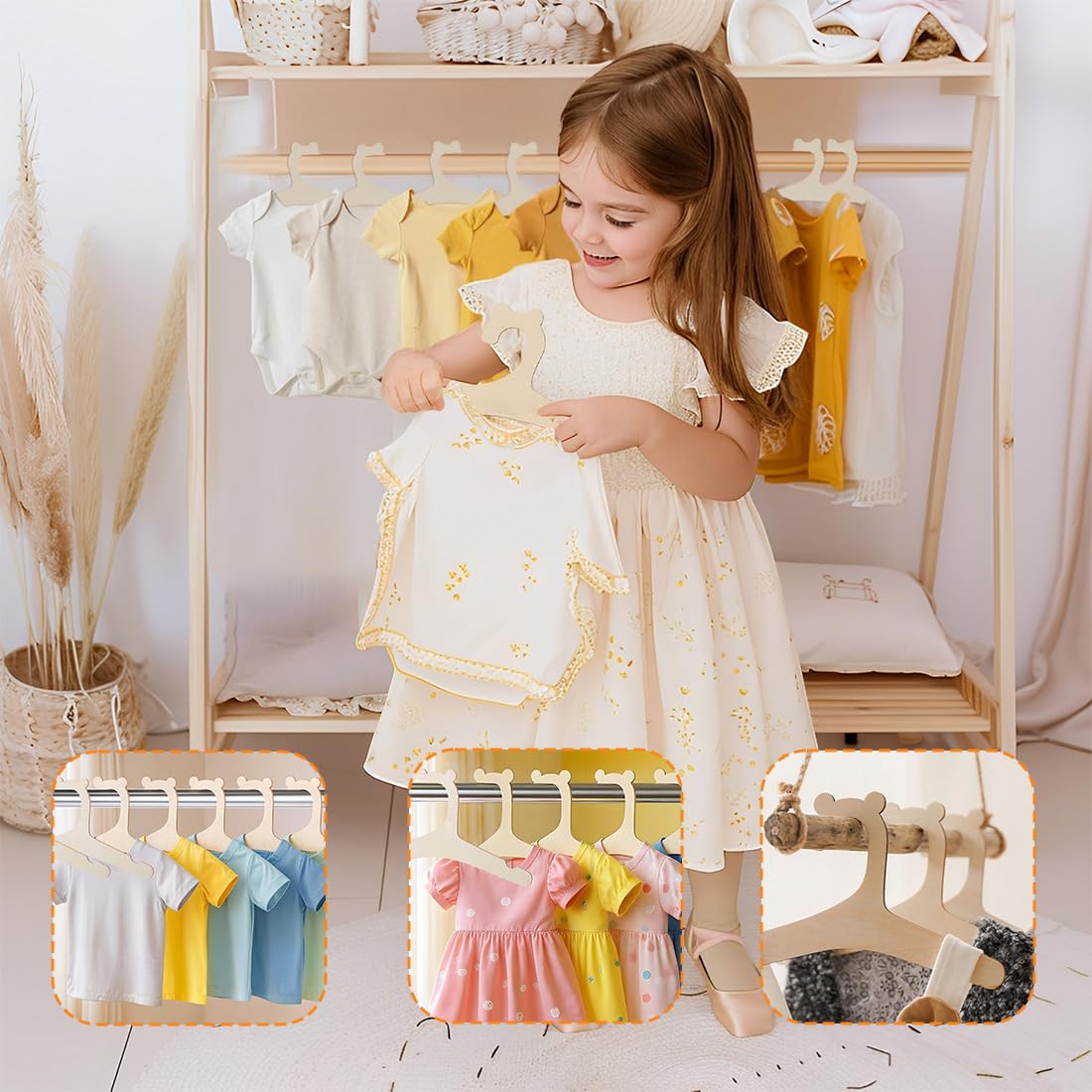 Antiscivolo Grucce in Legno per Bambini Neonati