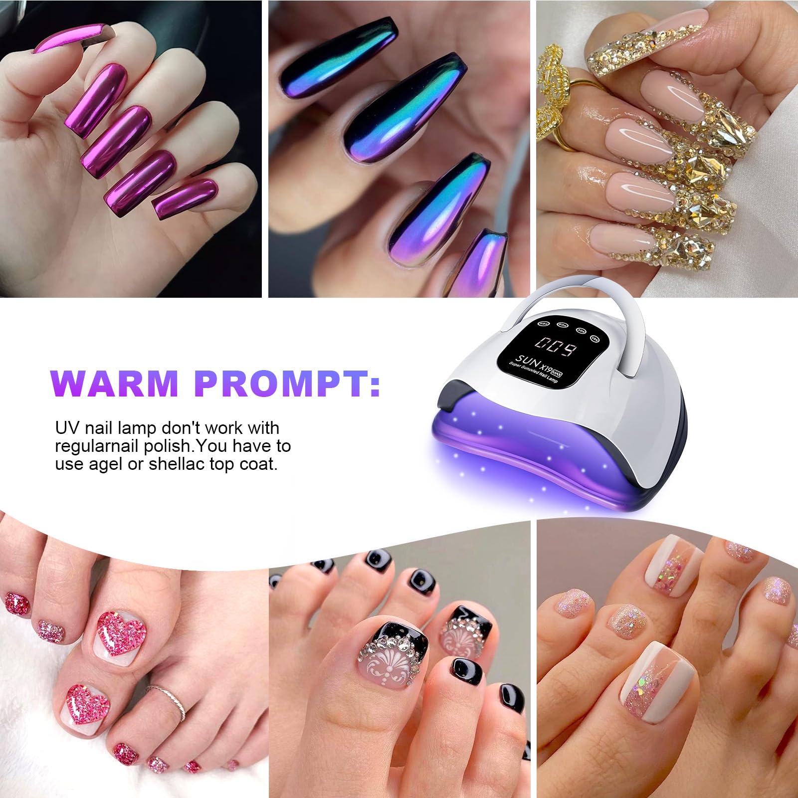 Lámpara de uñas LED UV de 320 W, secador de uñas para uñas de gel con 72 perlas de lámpara, pantalla táctil, 4 temporizadores y sensor automático, ideal para salón de belleza, secador de uñas para