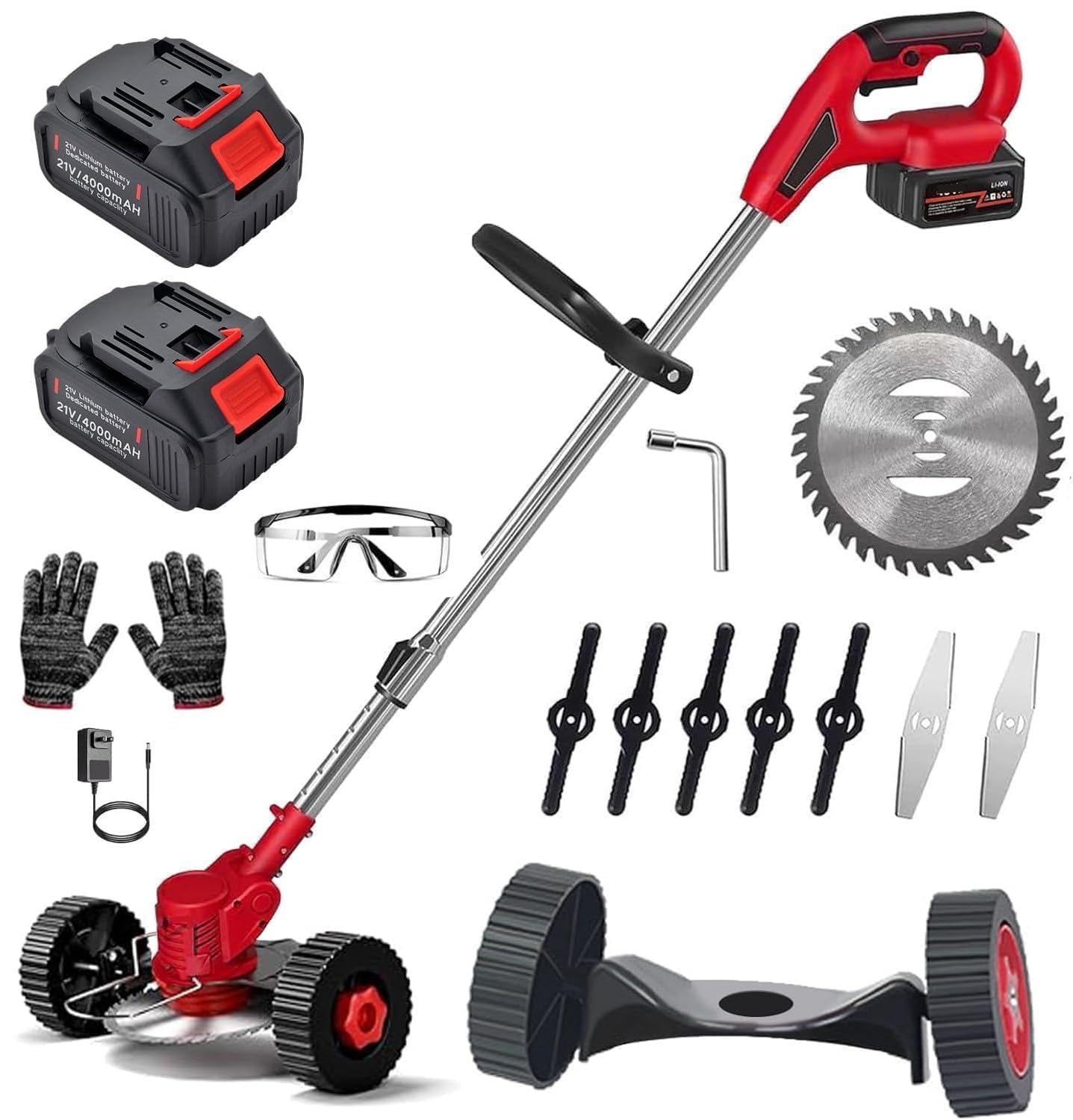 SHARNGA Electric Grass Cutter Machine Adjustable Height Portable Garden Lawn Trimmer Weed Cutting Hand Grass Weeder for Home Lawn Garden Yard-image-4