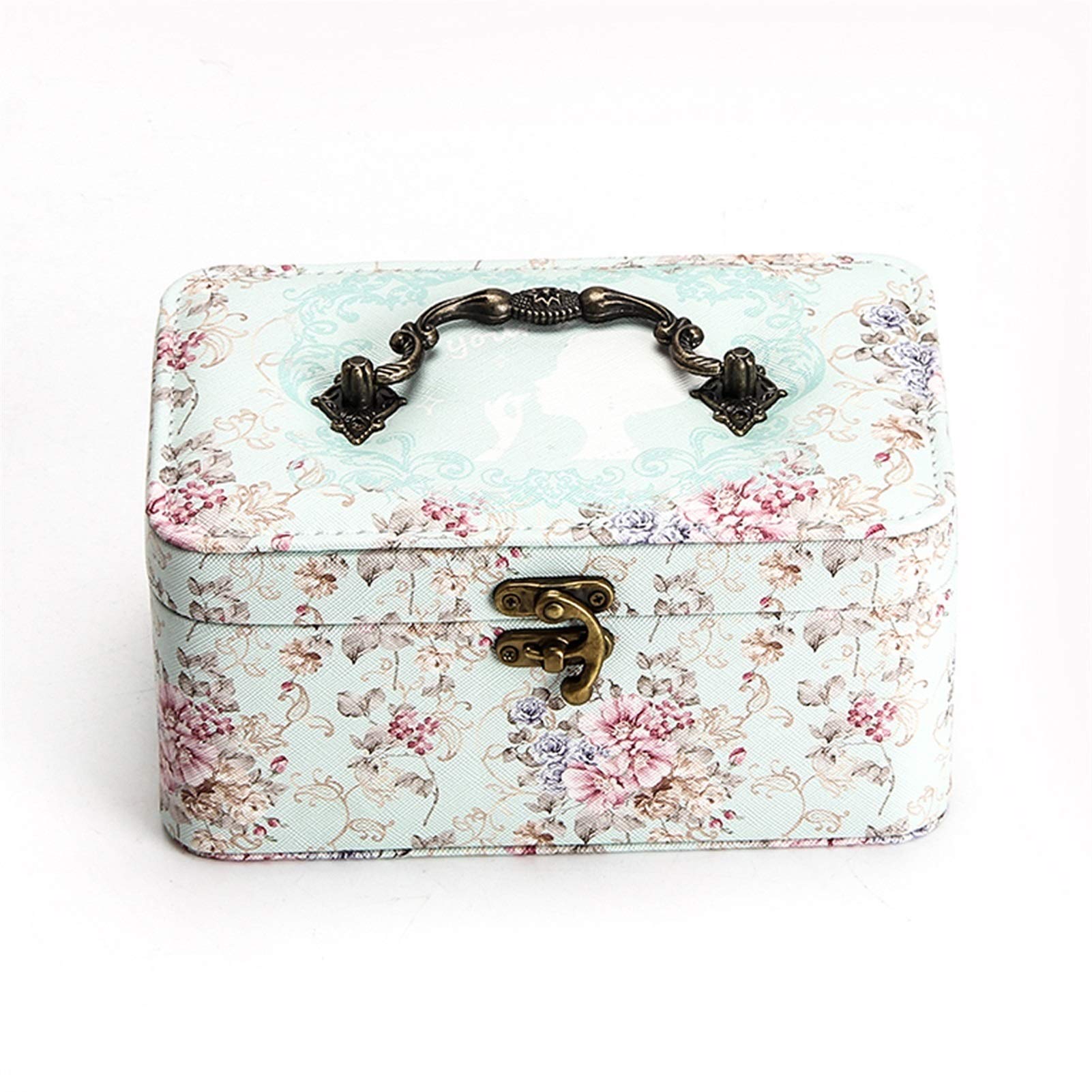 HDBCYUAZ Large Double Layer Jewelry Box Portable Travel PU Leather Storage Necklace Earrings Ring(D)