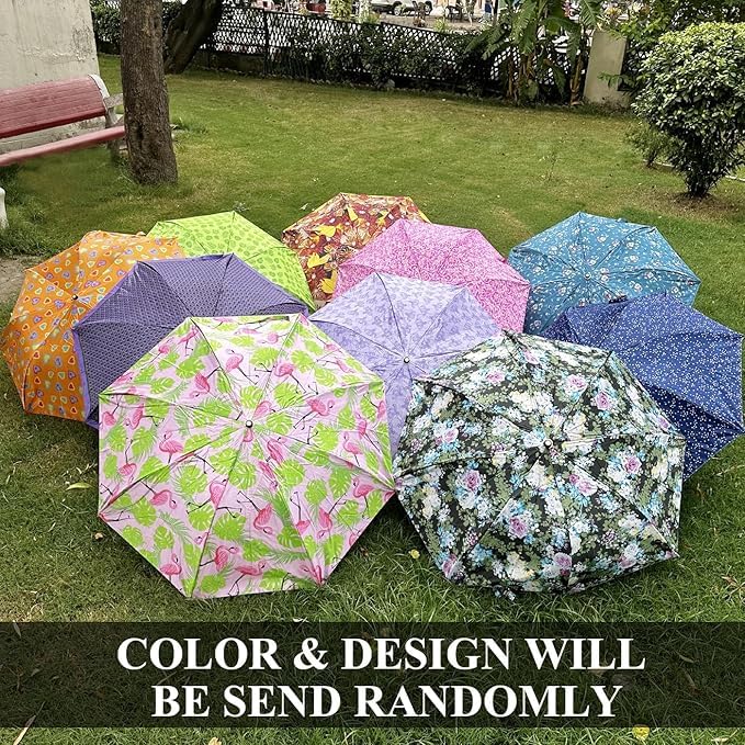 Image of GLAN Flower Printed Folding Umbrella for Rain and Sun Protection (Multicolour)