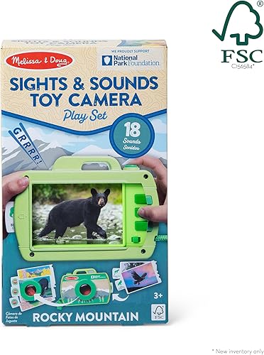 Miniatura 4 de Melissa & Doug Juego de cámara con paisajes y sonidos de las Montañas Rocosas, Juego de cámara de juguete de madera - Tarjetas de fotos hacen