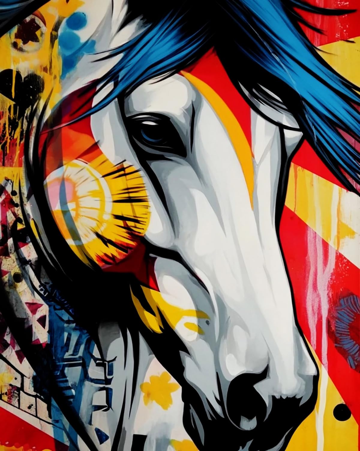LIUBAISHI Paint by Numbers for Adults, Colourful Horse, 40x50 cm, Acrylic on Canvas, with Brushes and Paints