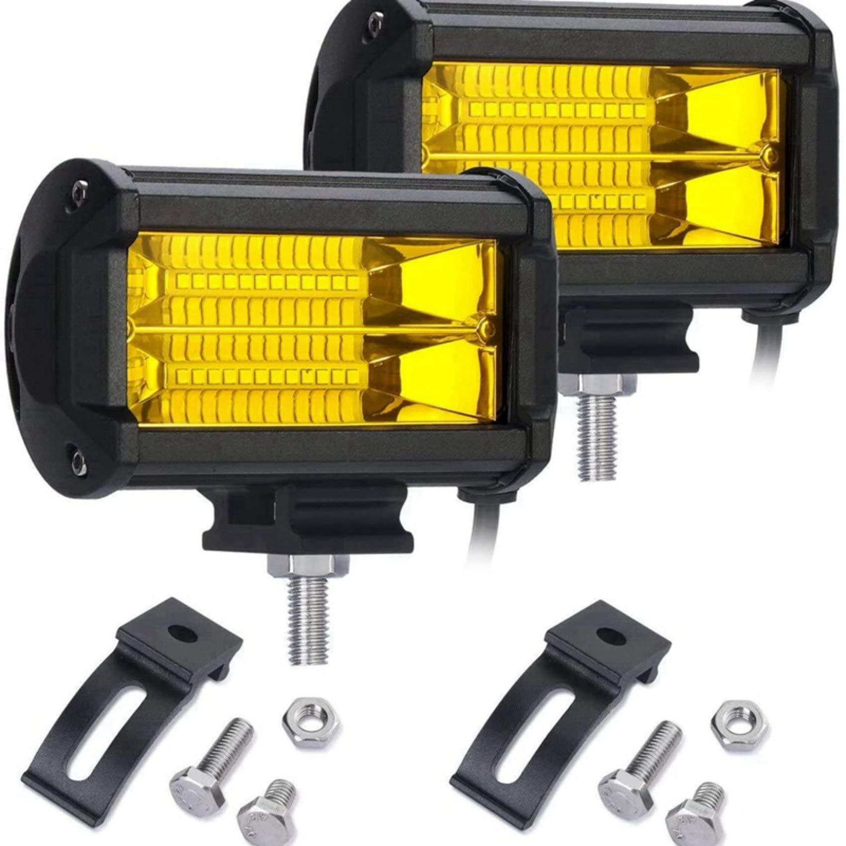 4 x 5 72W LED Wodoodporne światła robocze terenowe Pod przeciwmgielne żółte lampy do samochodów ciężarowych ATV UTV łódź wózek golfowy