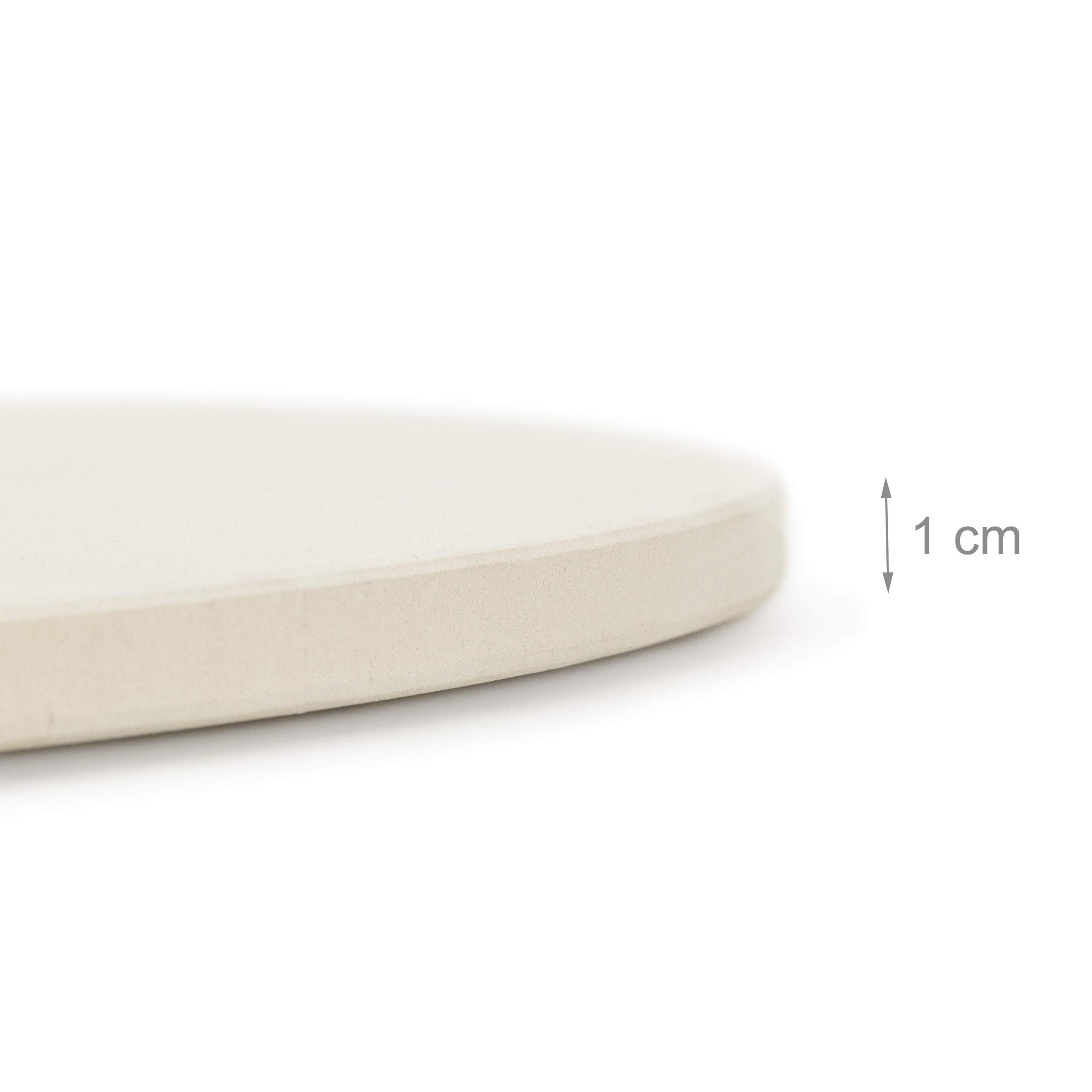 Relaxdays Piedra Pizza Redonda, Plancha de Piedra para Horno y Parrilla, Bandeja, Cordierita, 33 cm Diámetro, Beige