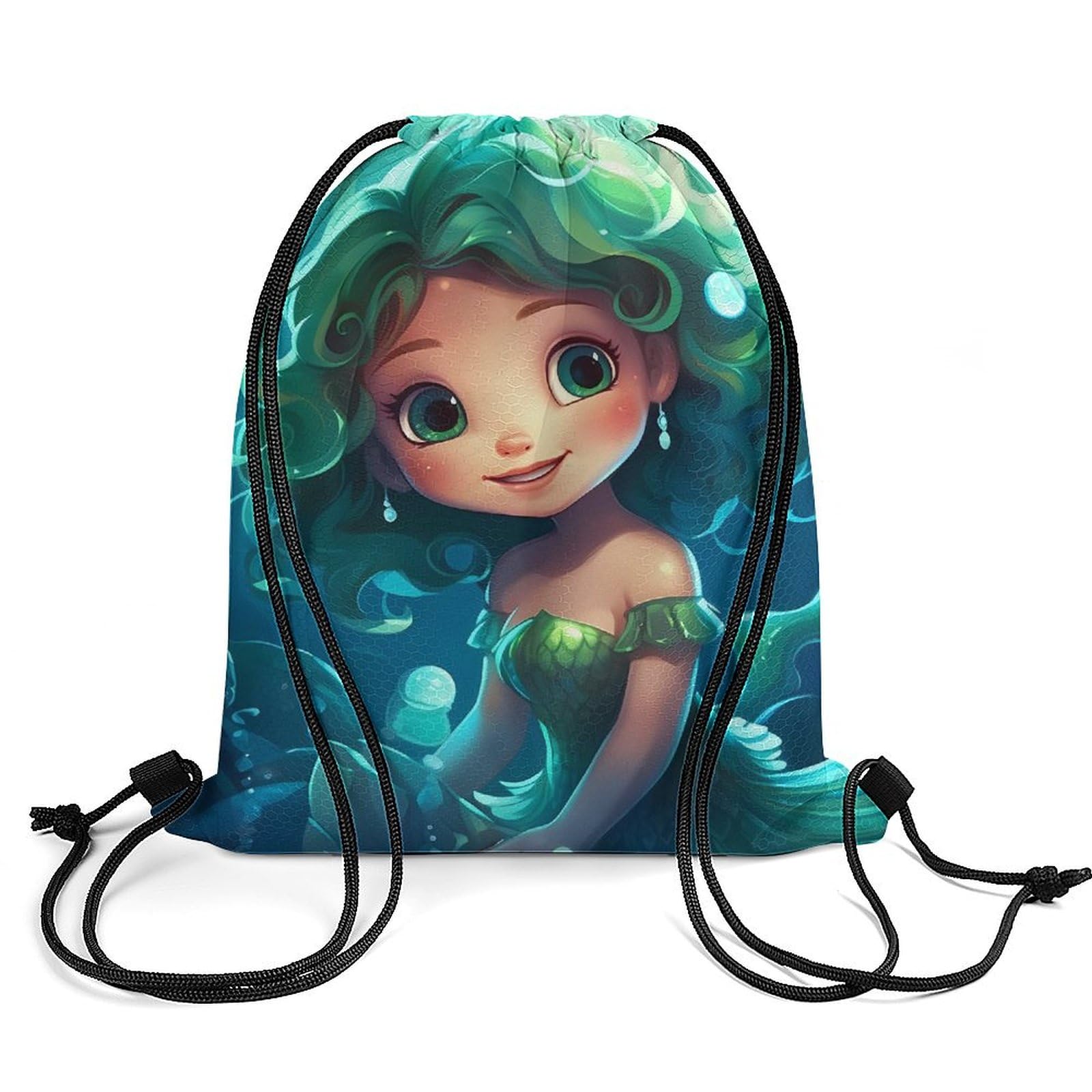 Mermaid Drawstring Backpack Durable Sport Gym Bags Daypack for Men Women 35 * 42cm
