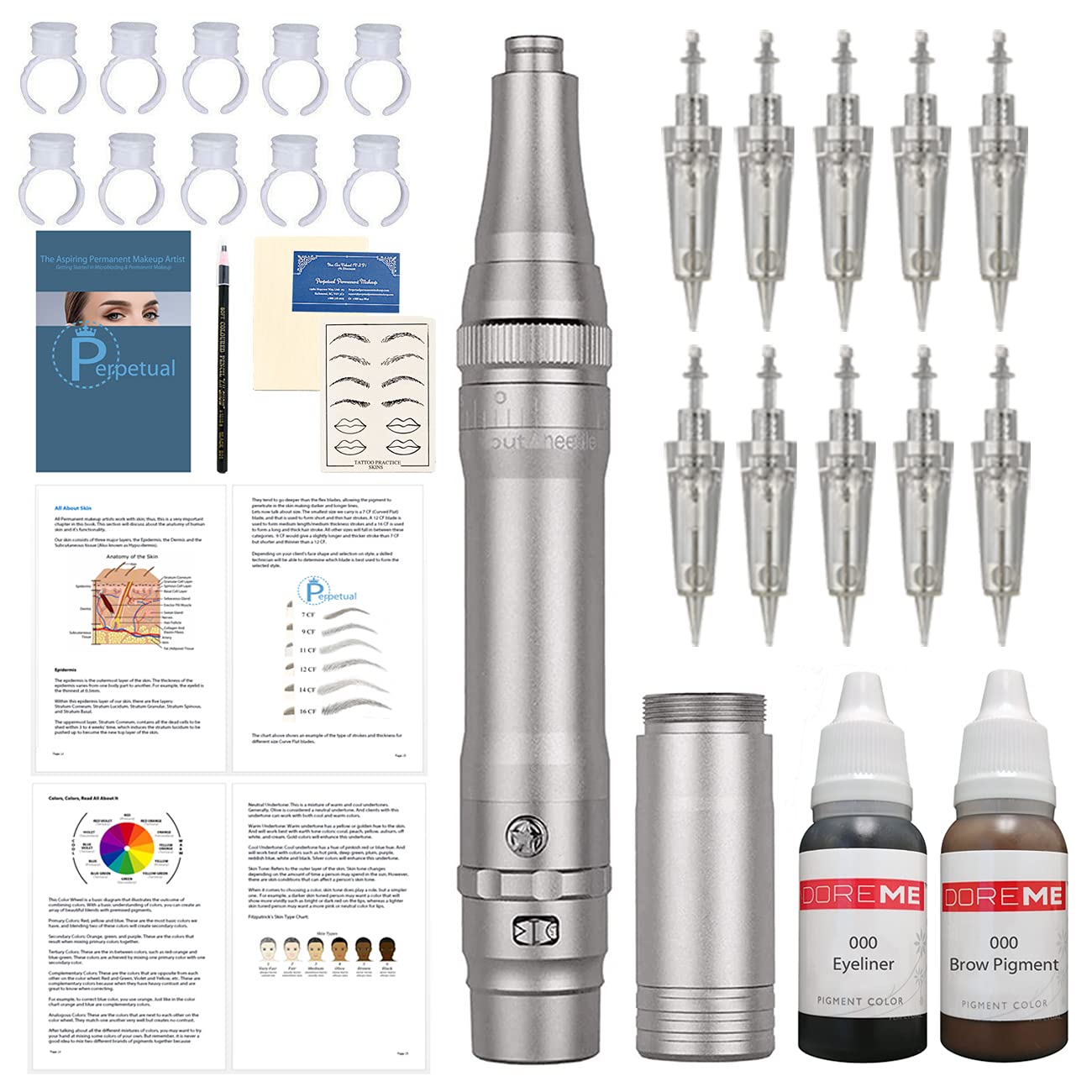 Minerva Artiste Permanent Makeup Kit Pen Machine Tattoo Needle Cartridge Doreme Pigment Set Portable Rechargeable Battery