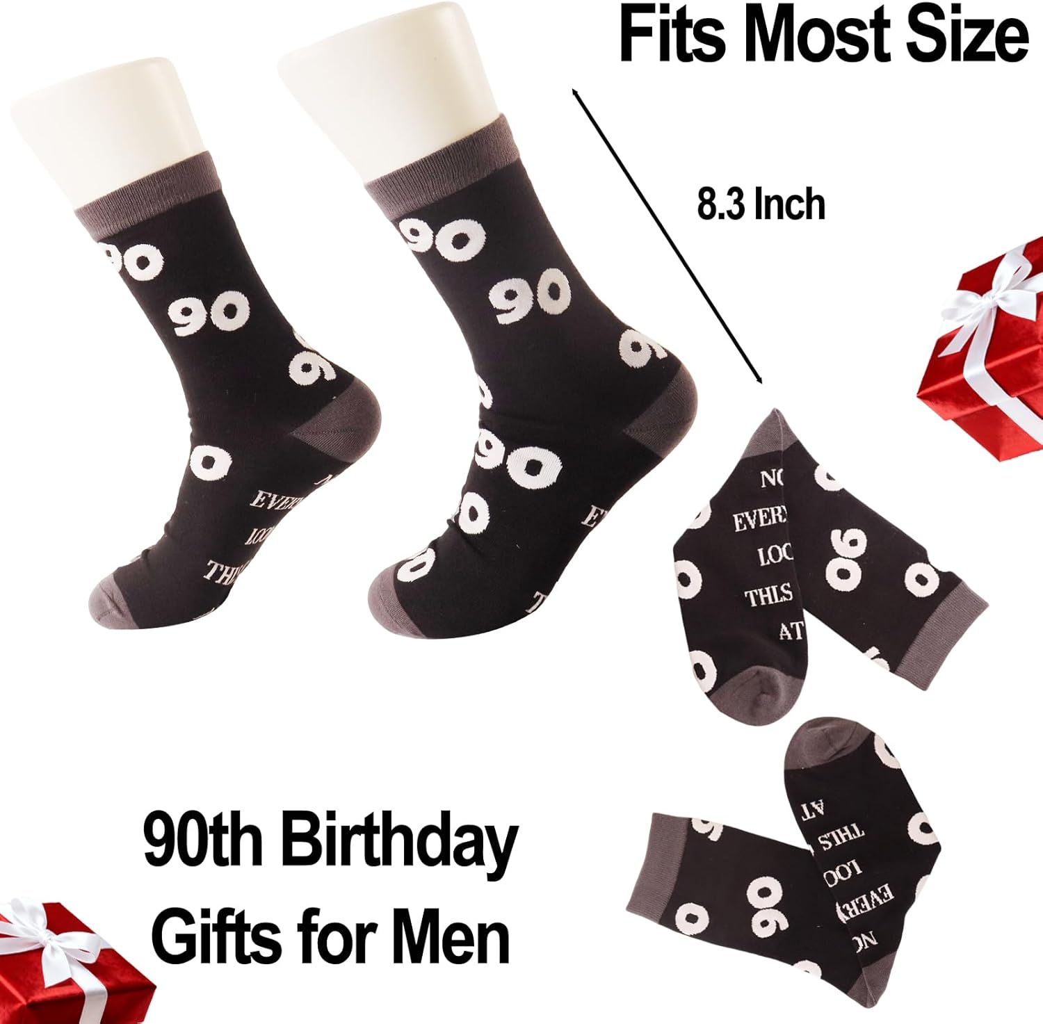 90th Birthday Gifts for Him Men, Stitch Funny 1936 90 Year Old Decoration Socks for Dad Husband Father Daddy, Unique Fun Novelty and Gag 90th Anniversary Ideas for Christmas Fathers Day - Image 3