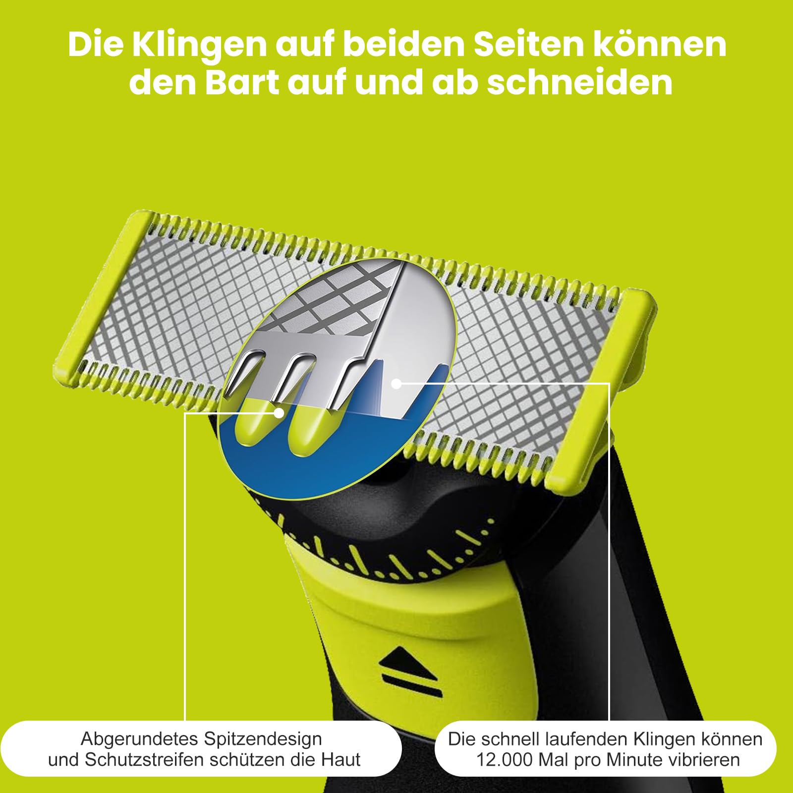 4 Stück Ersatzklinge für Philips OneBlade 360, Aus Rostfreiem Stahl, Passend für Alle OneBlade und Pro Modelle, Geeignet zum Trimmen von Körper- und Gesichtsbärten, Sicher und Zuverlässig