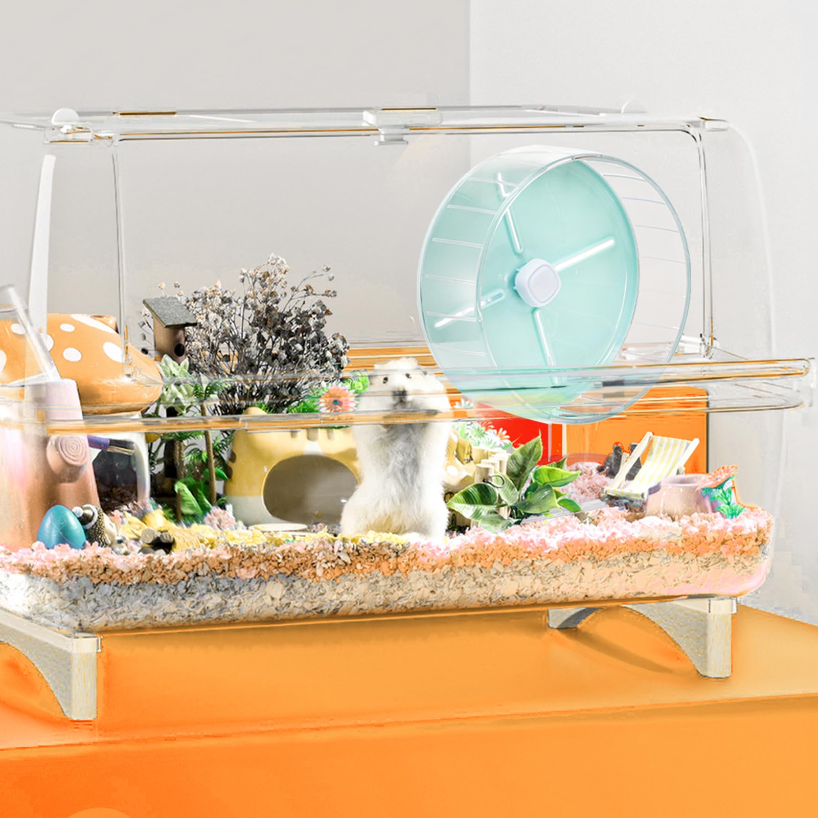 Foraineam Hamster Wheel Silent Hamster Exercise Wheels, 7.5 Inch Quiet Spinner Hamster Running Wheels with Adjustable Stand for Hamsters Gerbils Mice Or Other Small Animals - image 6