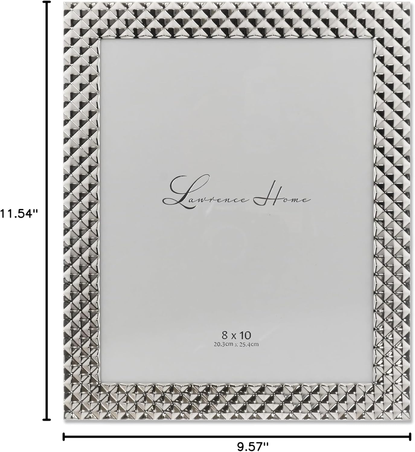 Lawrence Frames Metal Frame, Diamond Pattern, Silver, 8x10