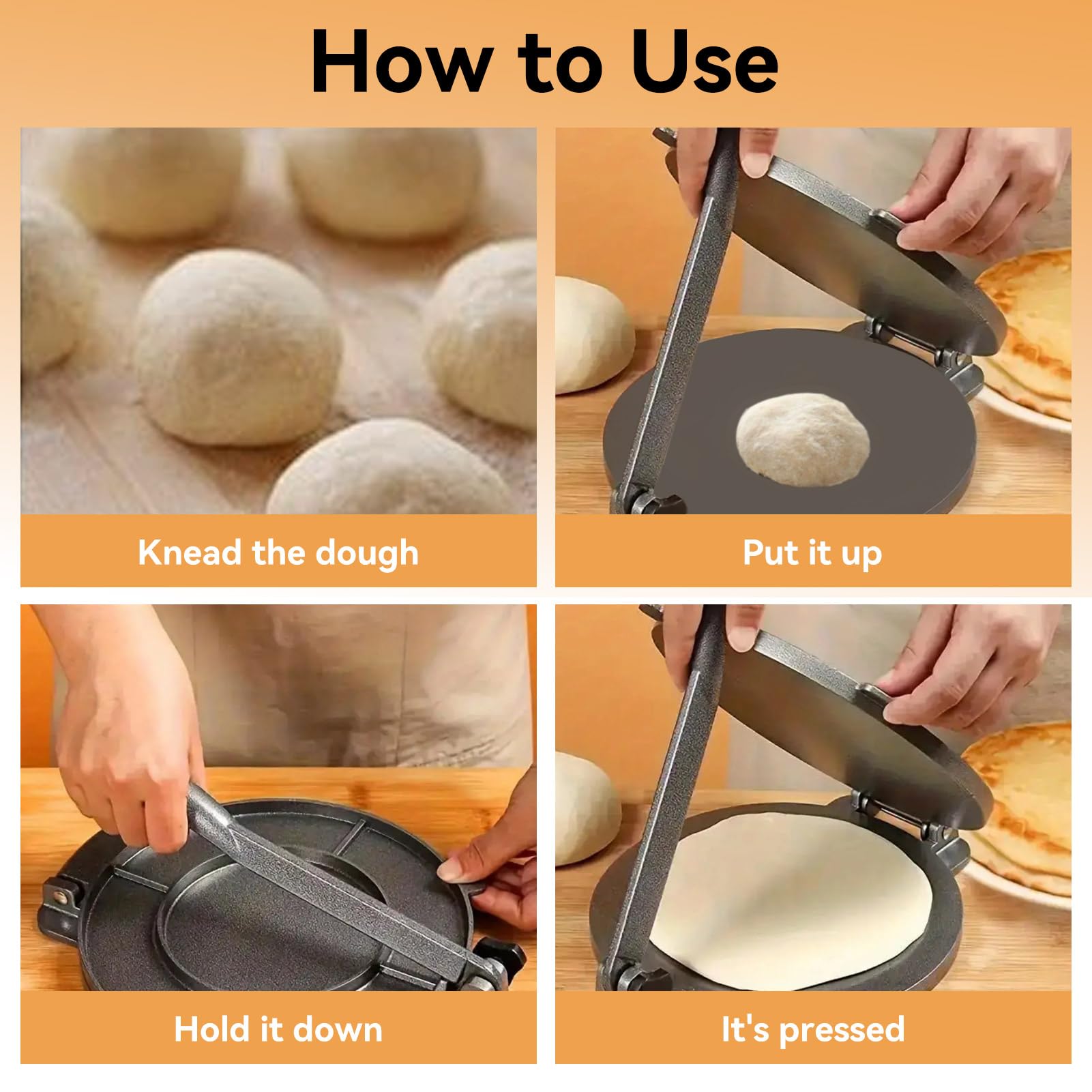 Prensa Para Tortillas, Máquina Para Hacer Tortillas Manual Roti Maker Prensa Para Masa Máquina Para Quesadillas Prensa Para Tortillas De Aleación De Aluminio Prensa Para Rotis Prensa(16cm-Negro)