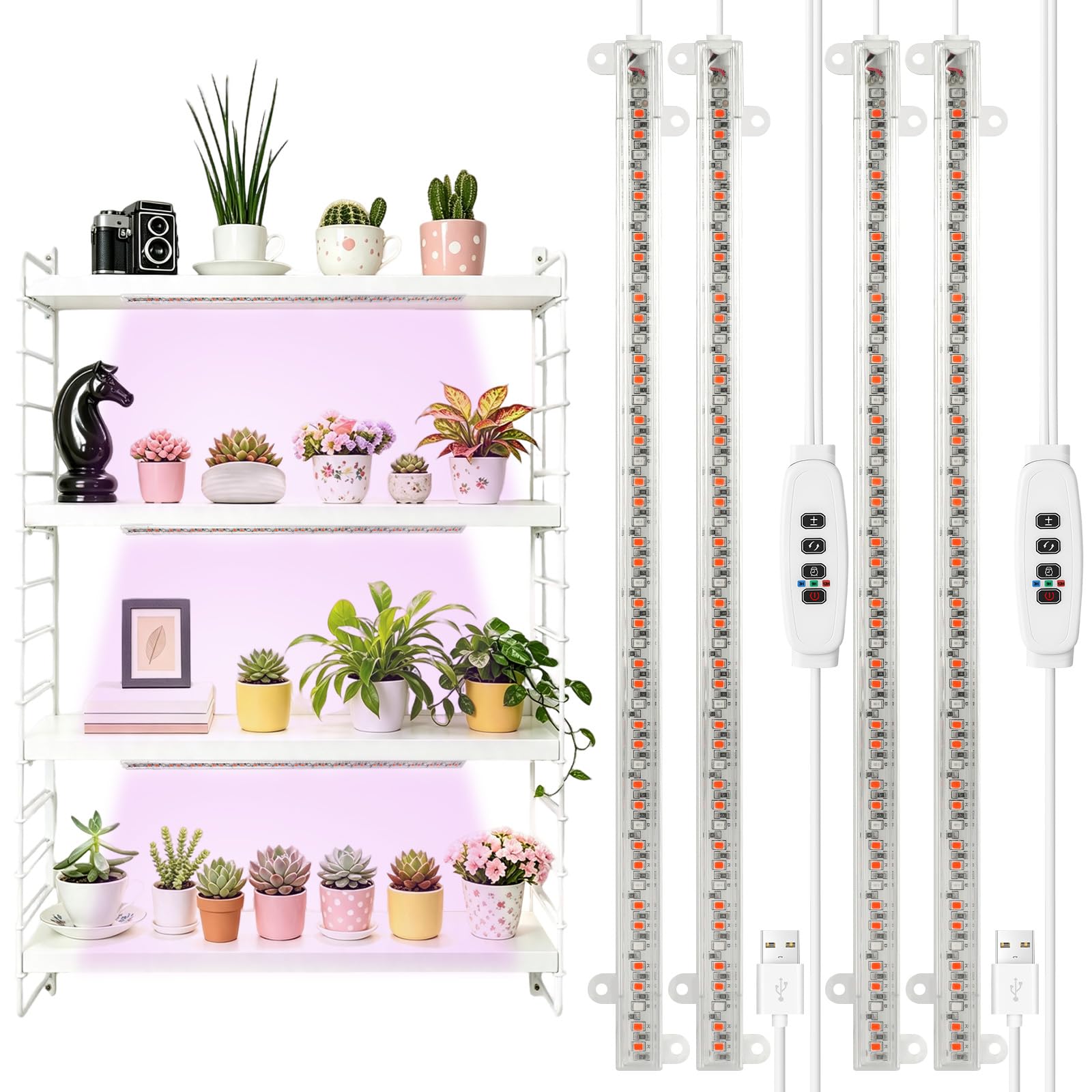Ainiv 2 Pack LED Plant Grow Light Strip, 2 Heads Grow Lamp, Full Spectrum