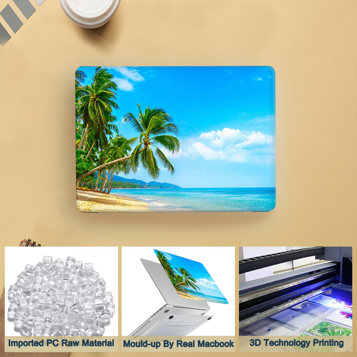 HBLX Hard Shell Case For New MacBook Air 13.6 Inch 2022 M2 Model A2681 — 3D Color Printing Matte Cover & Keyboard Skin, Blue Marble - View #6