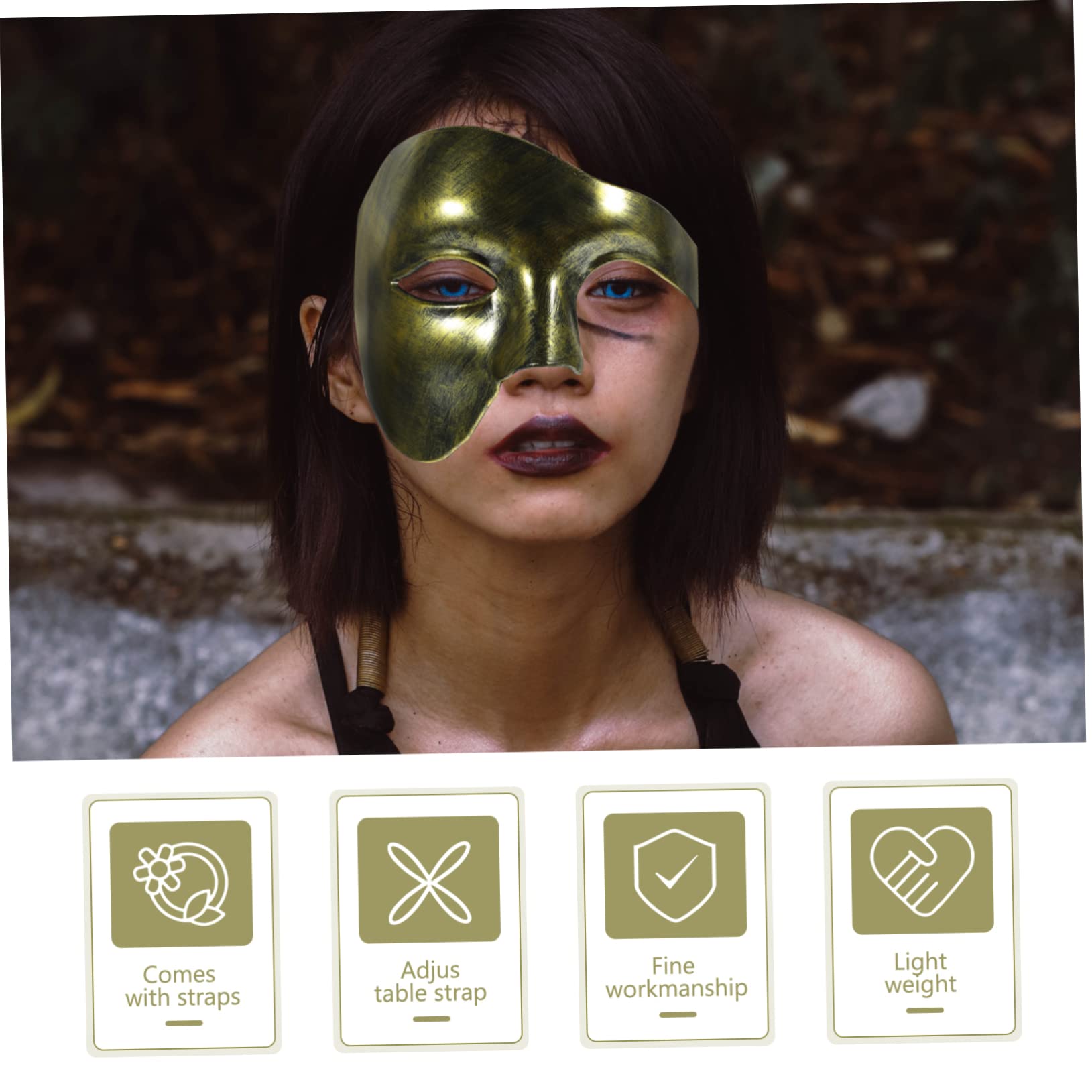 ibasenice Máscara De Media Cara Un Ojo Máscara Decorativa De Halloween Baile De Graduación Decoración De Hombres Máscaras De Disfraces Para Mujeres Mascarade Abdominales