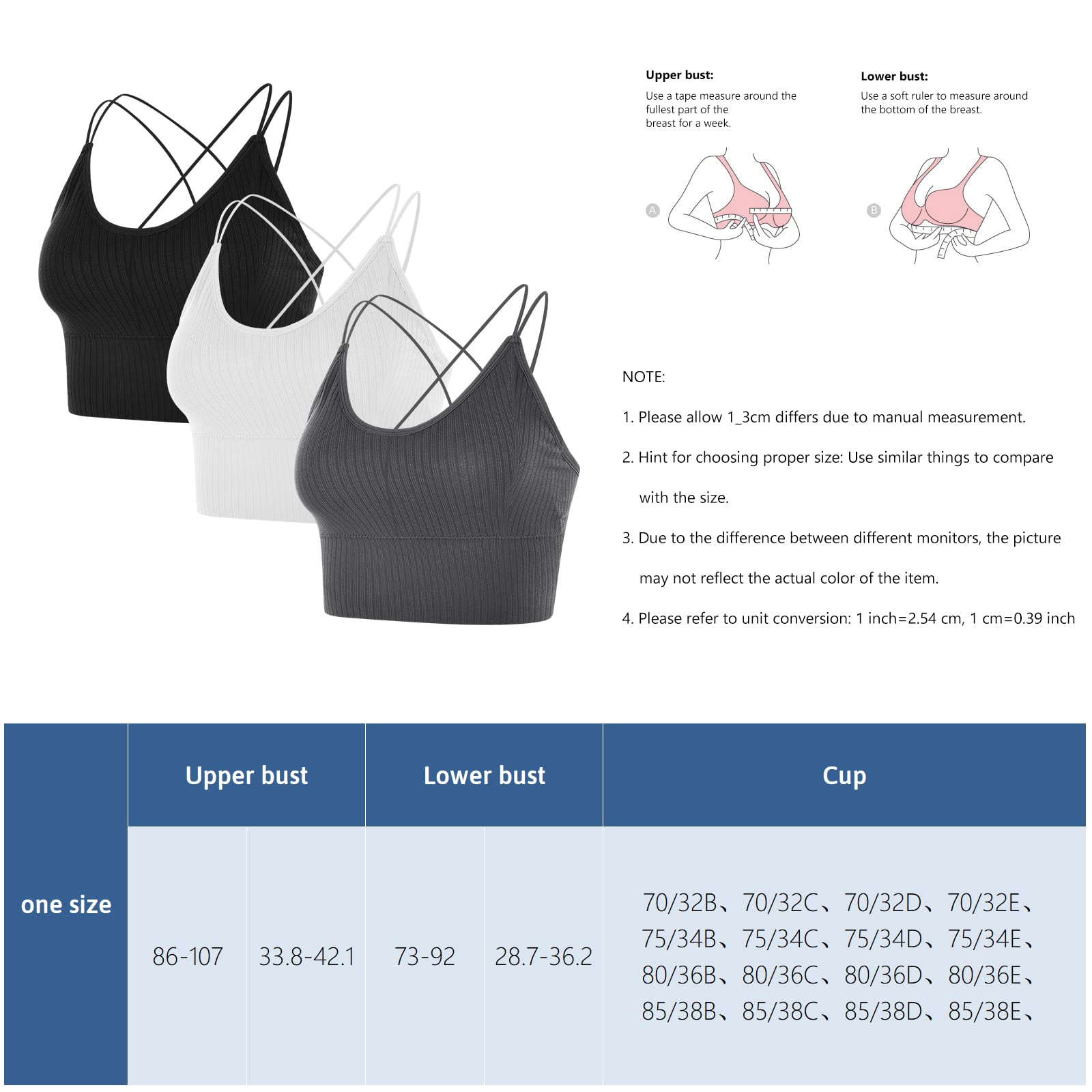 heekpek Reggiseno Sportivo Donna Sport Push Up Bustier Elasticità Spaghetti Reggiseno Top con Spallacci Imbottiti e Incrociati Bralette Lift Yoga Bra per Ginnastica Corsa Jogging