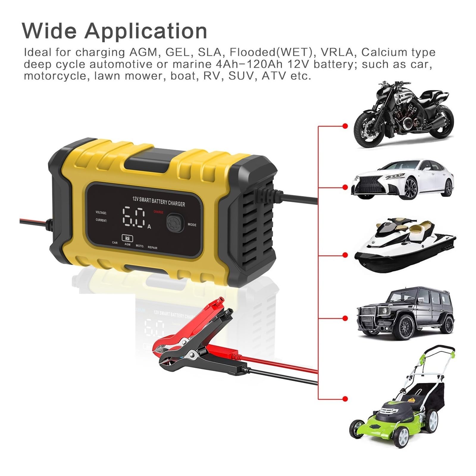 Ładowarki Samochodowe Inteligentna Ładowarka 12V 6A Samochodowa I Motocyklowa Cyfrowa Naprawcza Przenośna Bateria Cha Wydajne Szybkie ładowanie