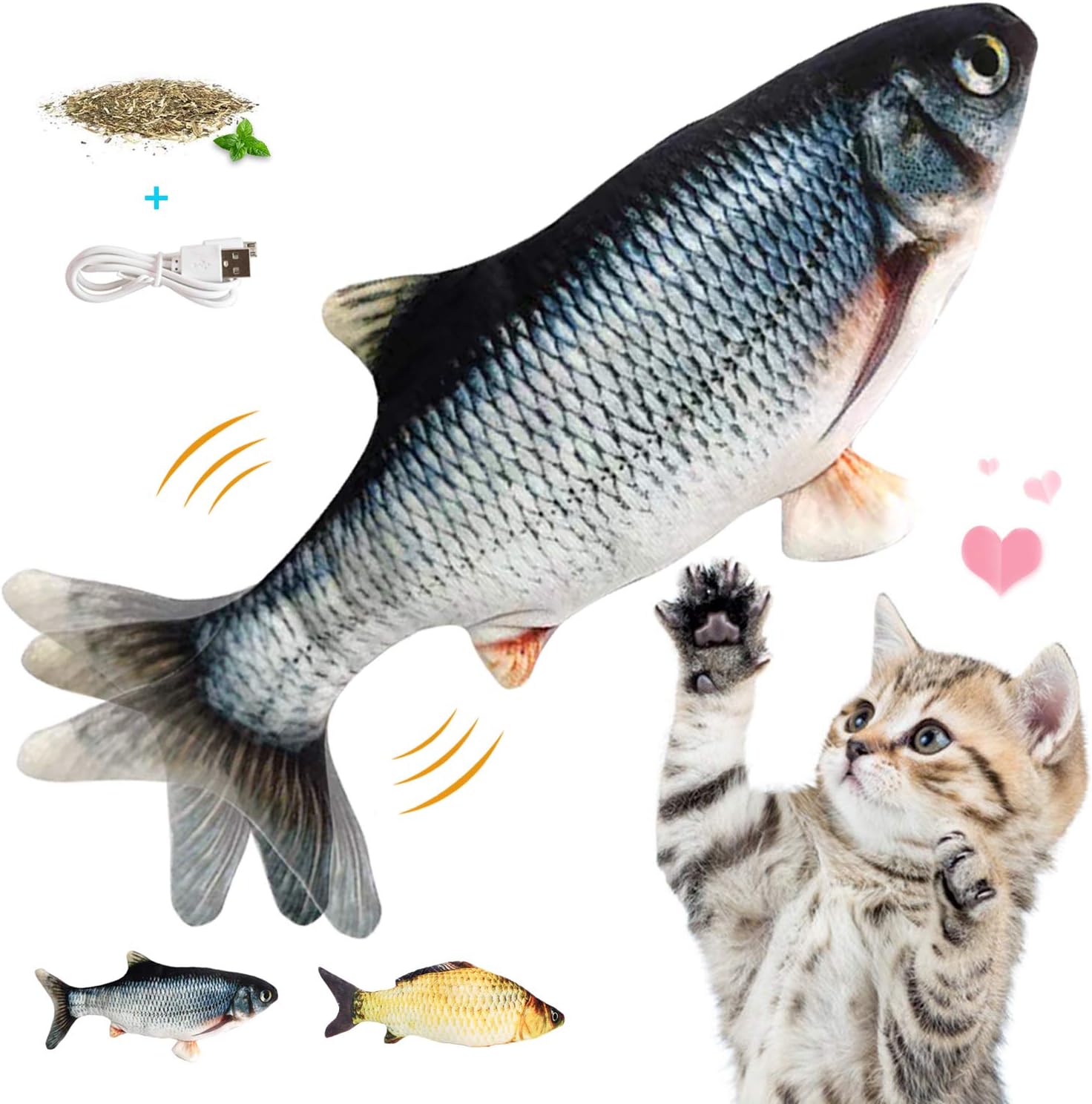 MAMG Cat Fish Toy,Flopping Fish Cat Toy,Cat Toys,Realistic Moving Cat Kicker Fish