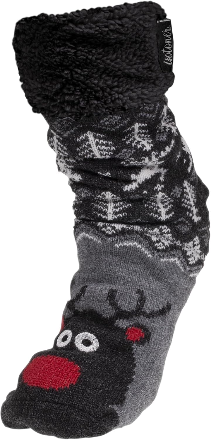 Isotoner Ultra comfortable and lightweight men's indoor socks, non-slip nub sole