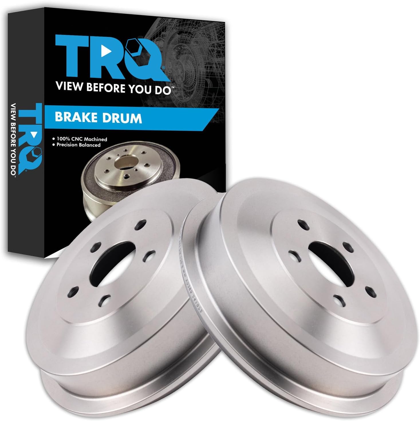 TRQ Rear Brake Drum Set Driver & Passenger Side Compatible with 2004-2009 Chrysler PT Cruiser