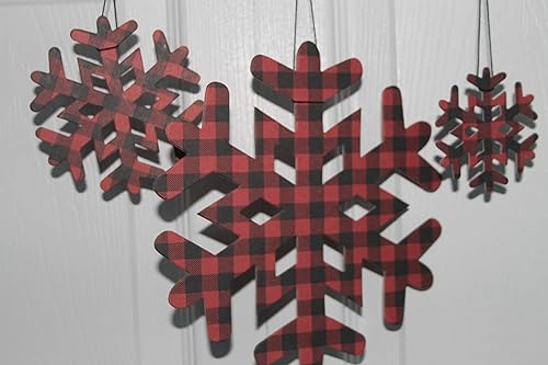 Miniatura 1 de Buffalo plaid snowflake ornament decorations...paper+chipboard [3 sizes to choose]
